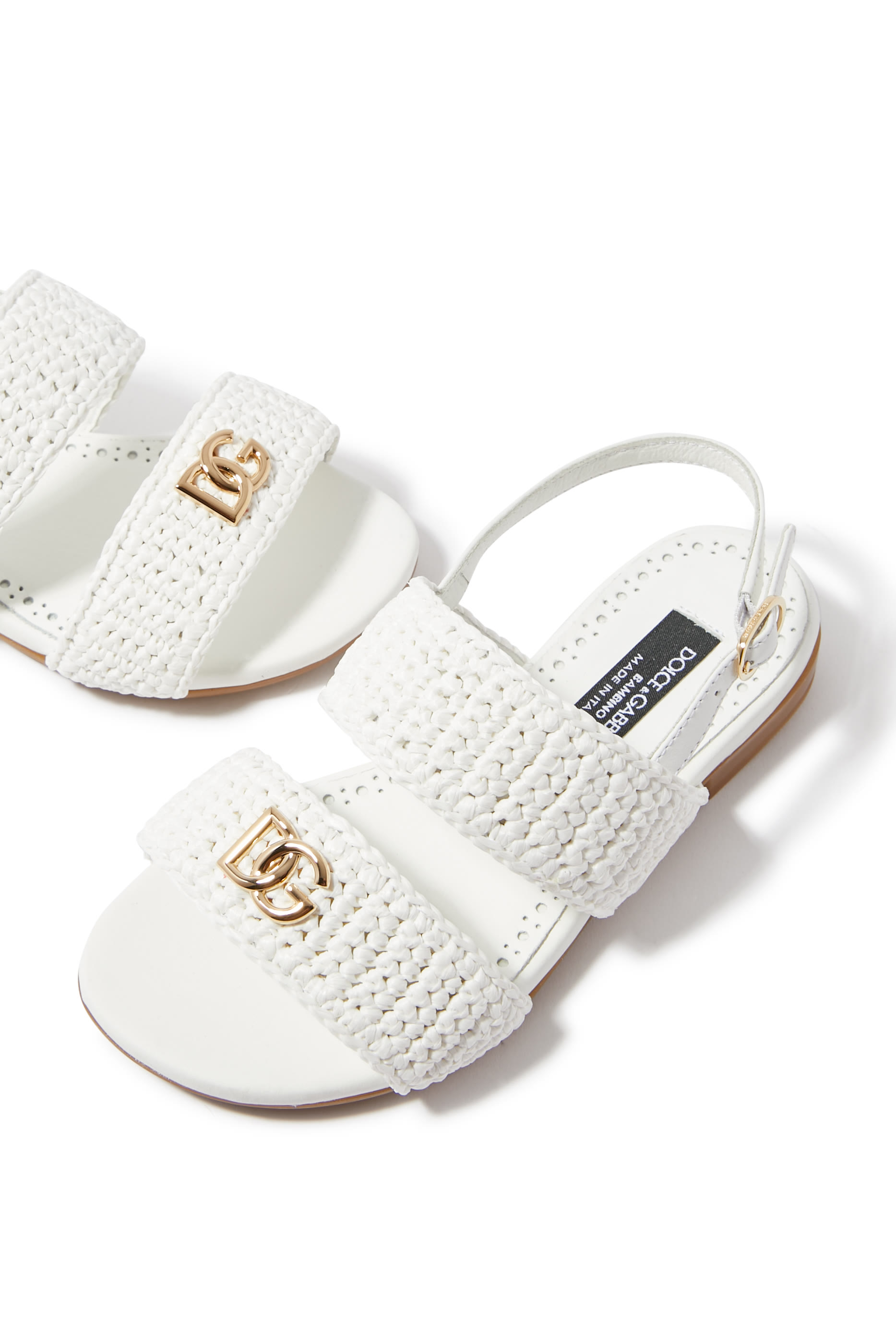 صندل رافيا جلد منسوج للأطفال