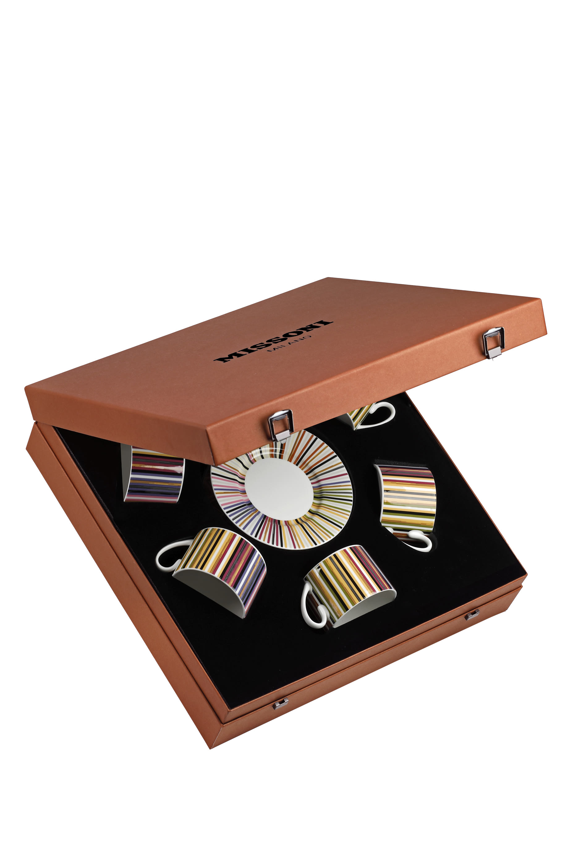 طقم فناجين وأطباق جنكينز بنقشة مخططة، 6 قطع