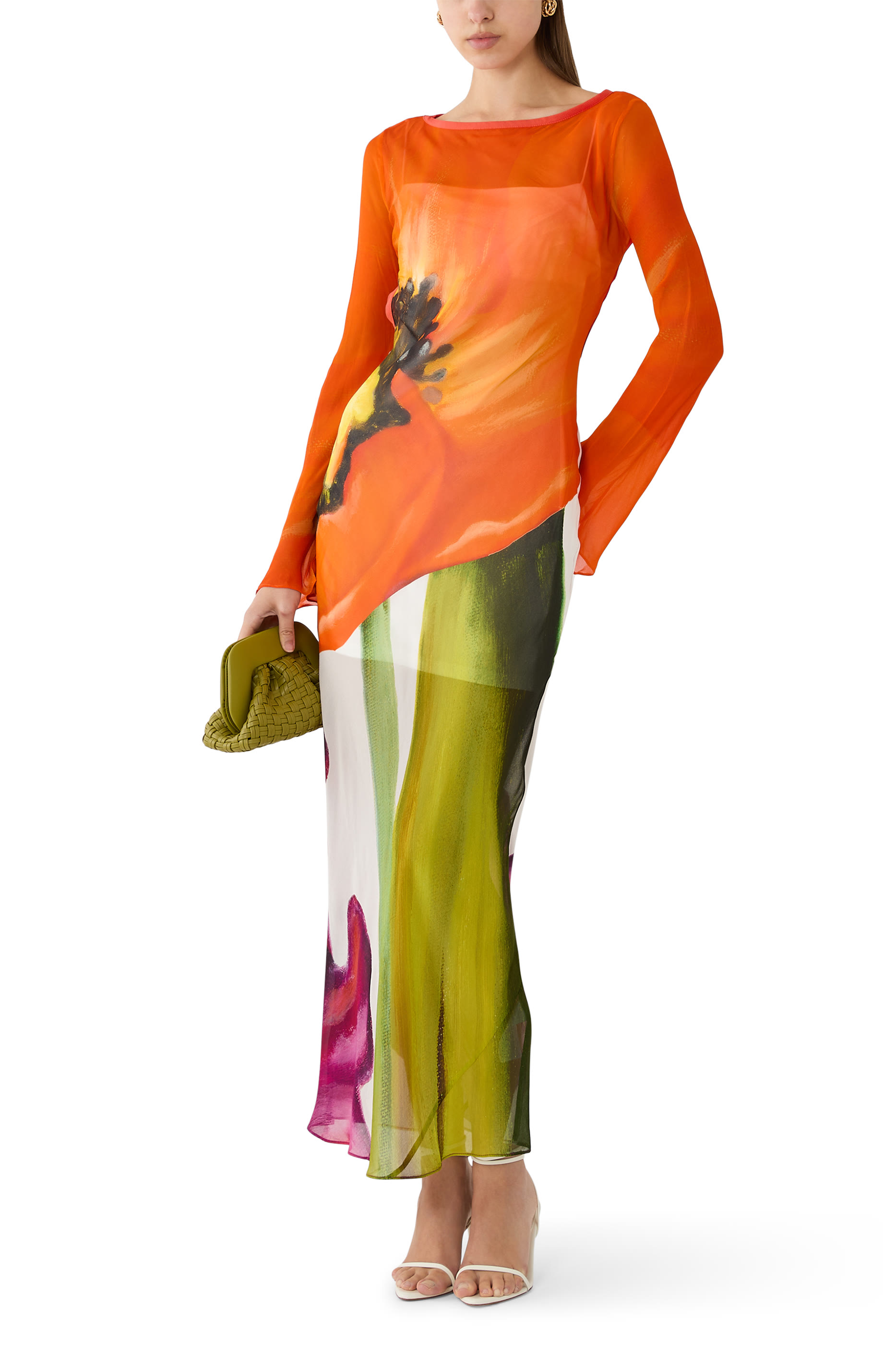 فستان أوغست طويل بأكمام طويلة