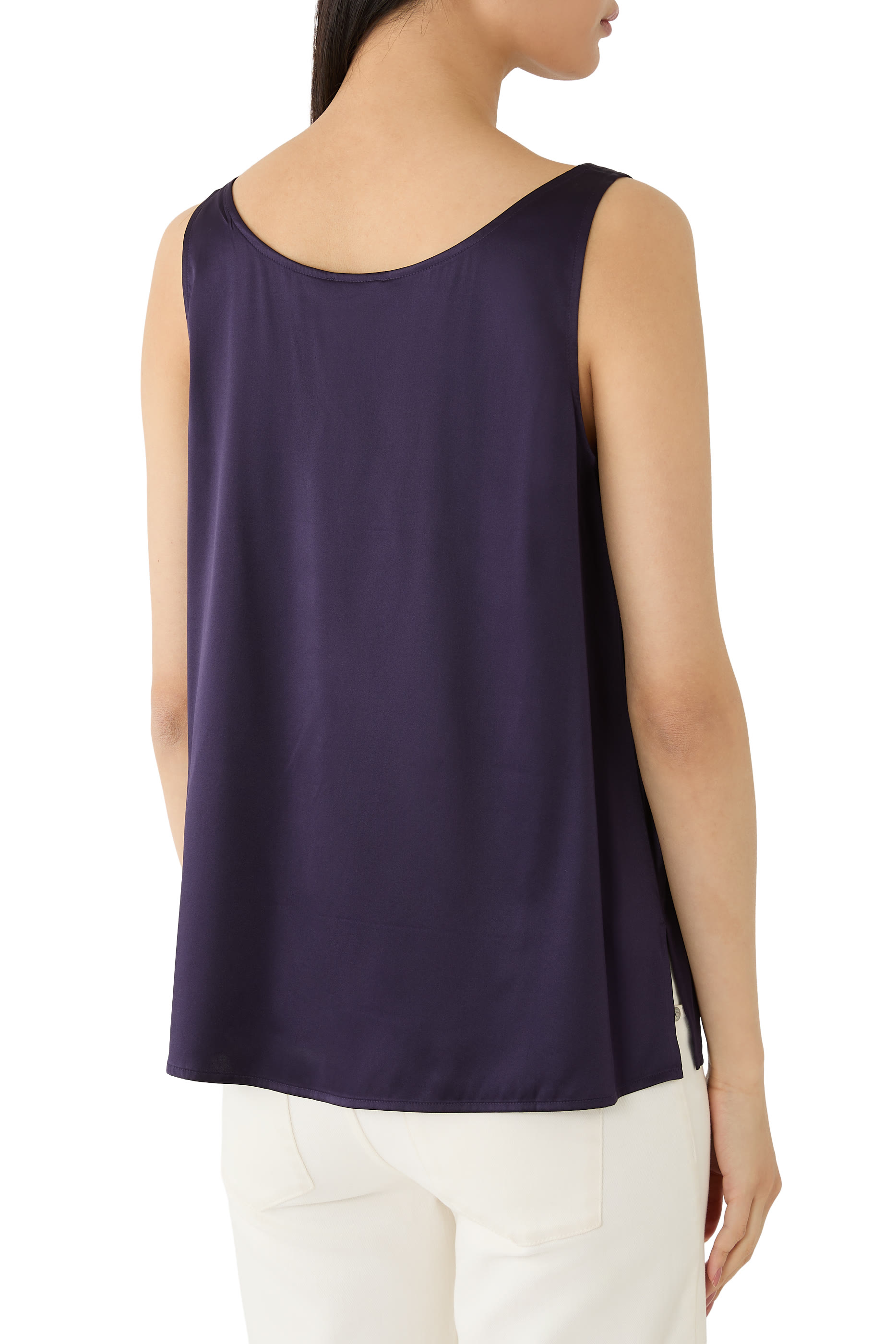 بلوزة بلا أكمام بياقة عميقة حرير شارموز