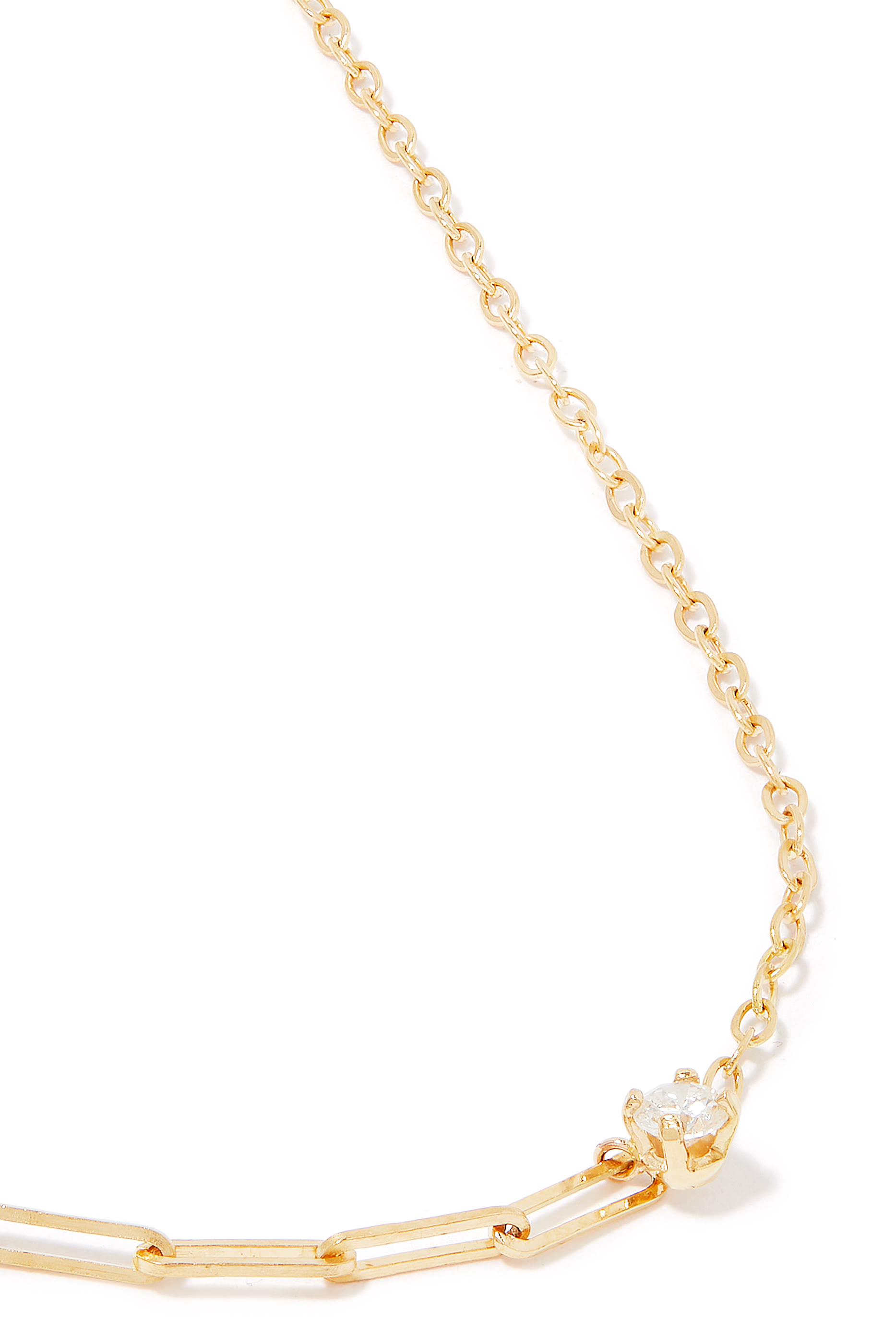 قلادة سوليتير مرصعة بالماس ذهب أصفر عيار 18