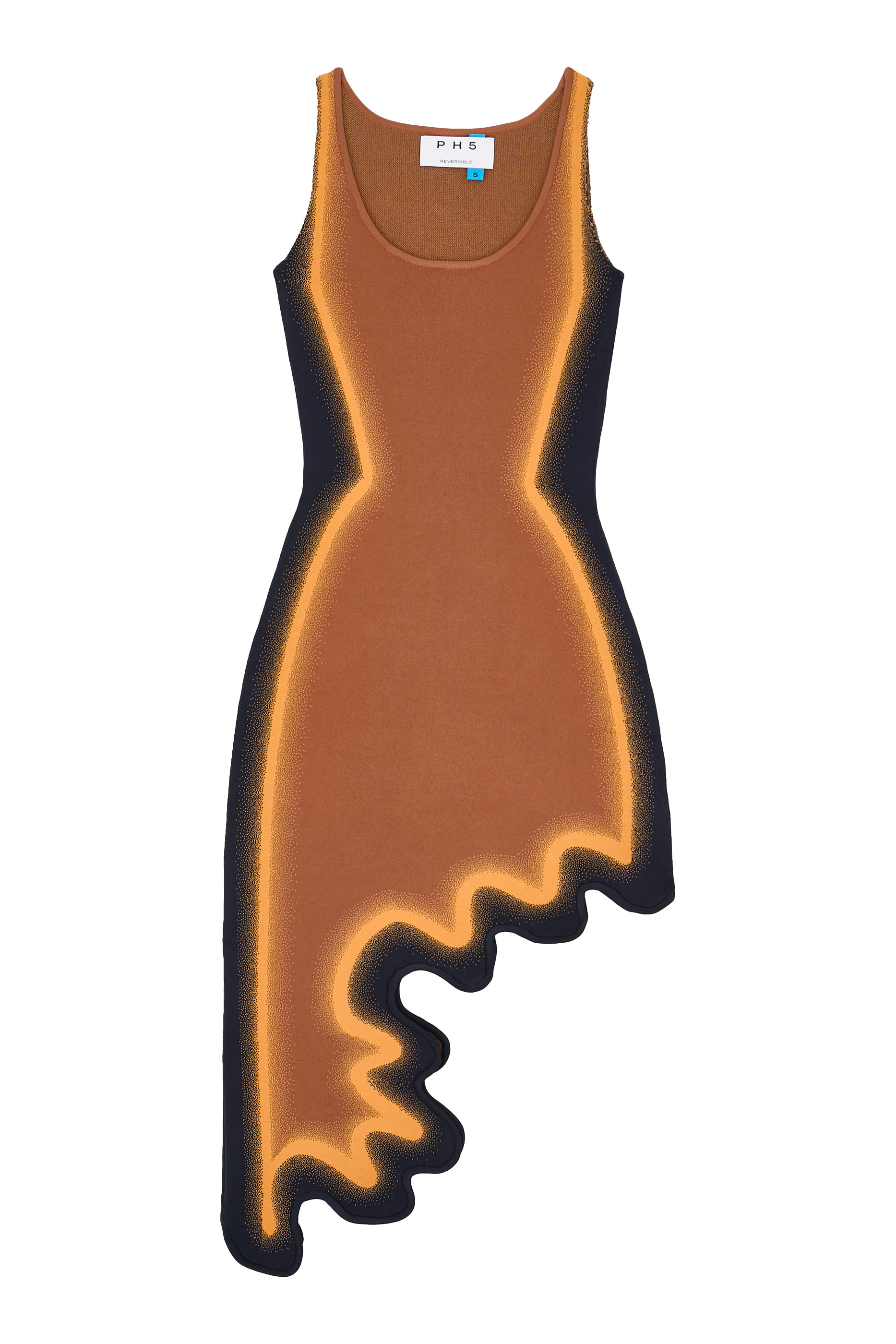 فستان أستر بتصميم غير متماثل بوجهين وحافة مموجة