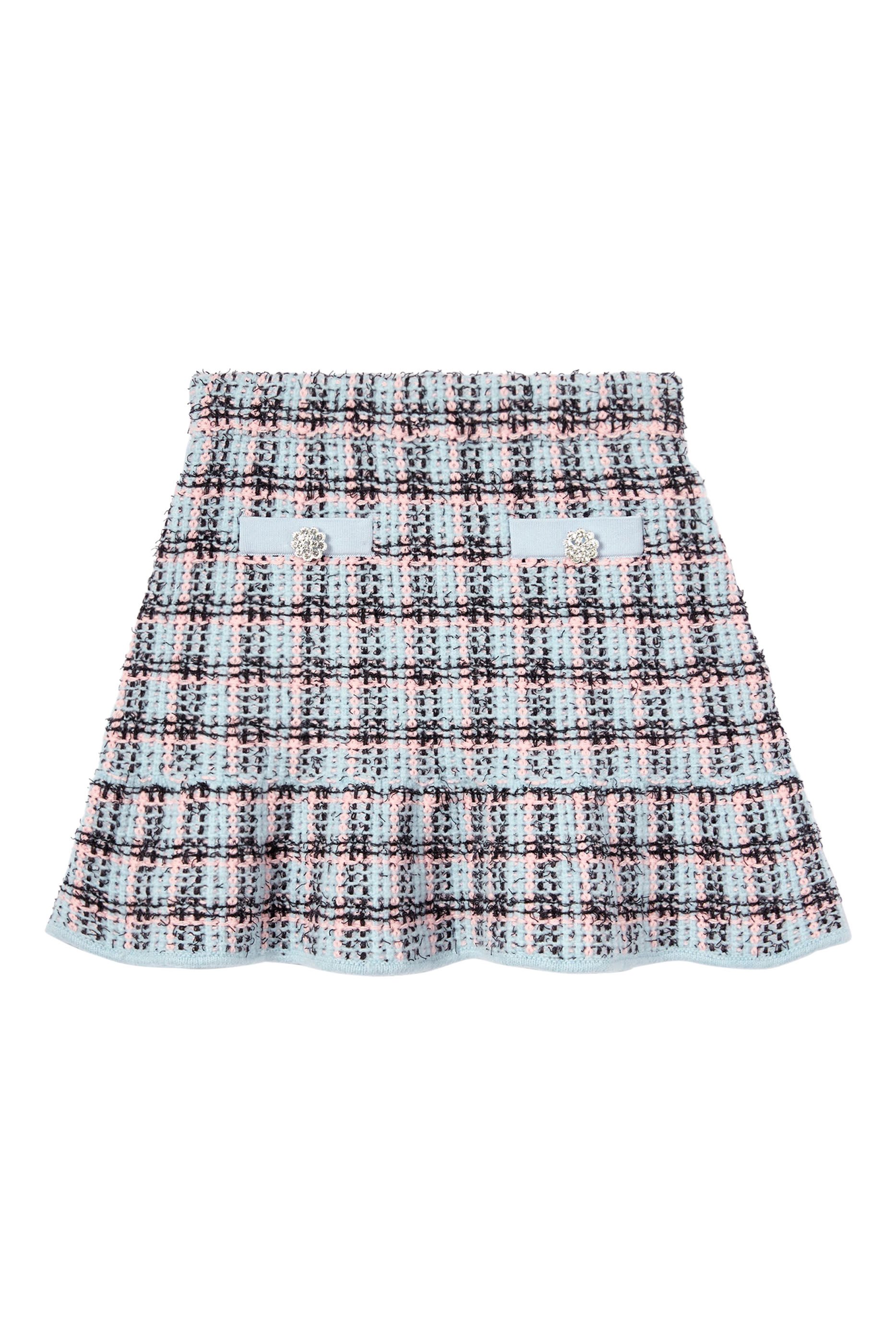 تنورة مخططة منسوجة بارزة الملمس للأطفال