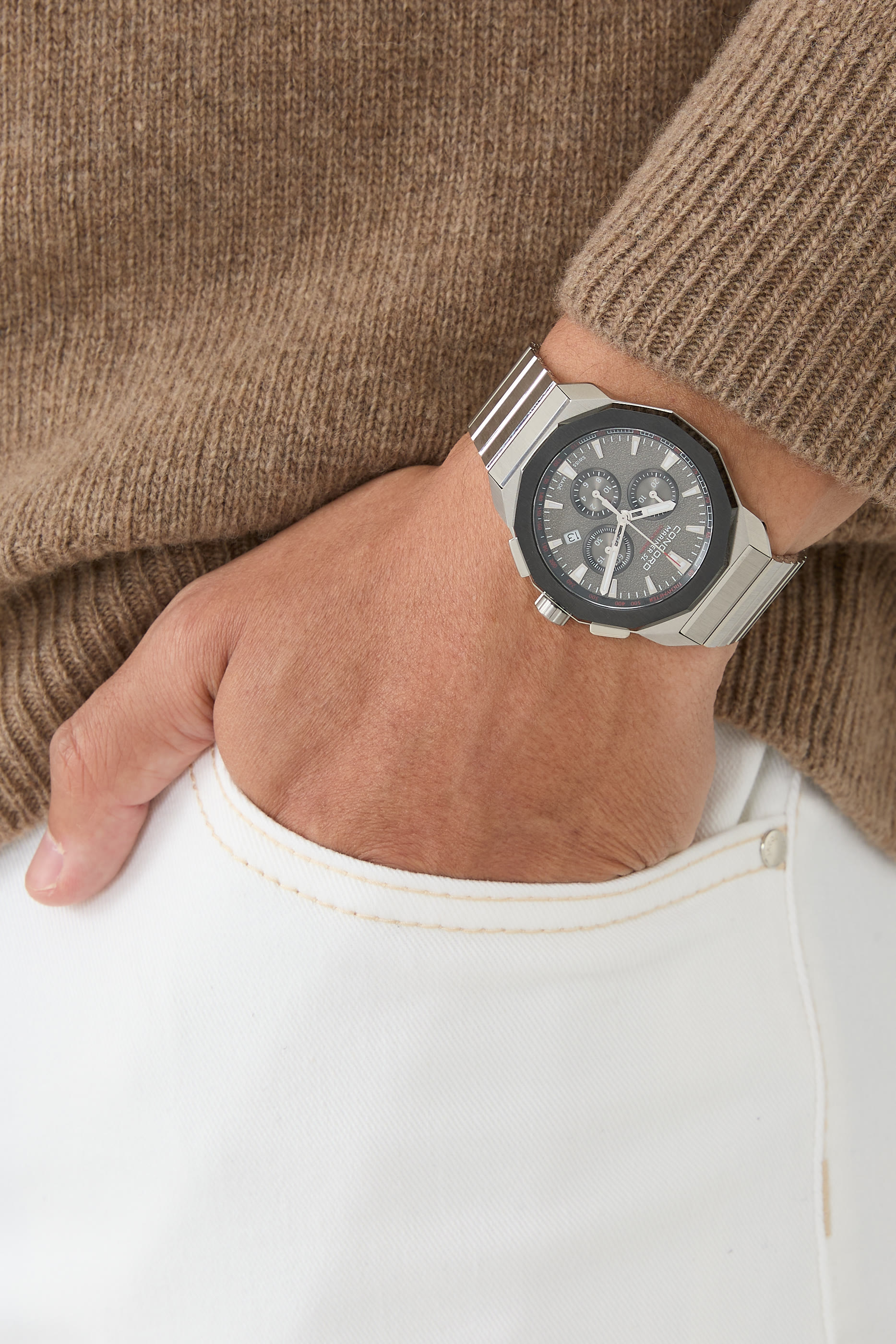 ساعة مارينر اس ال مرونوغارف كوارتز مزينة بكريستال ياقوتي، ستانلس ستيل