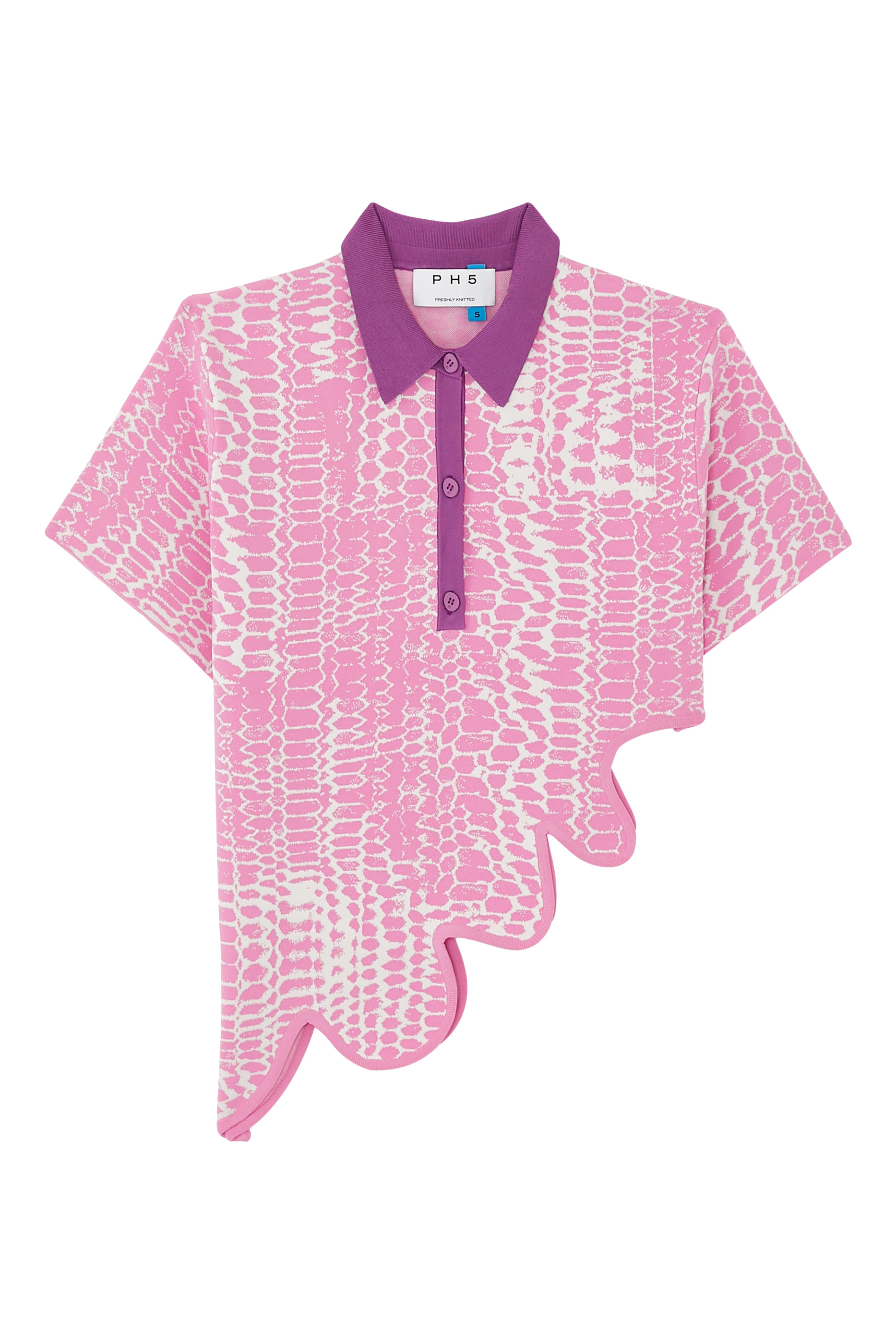 قميص بولو إيبوني بحافة متموجة