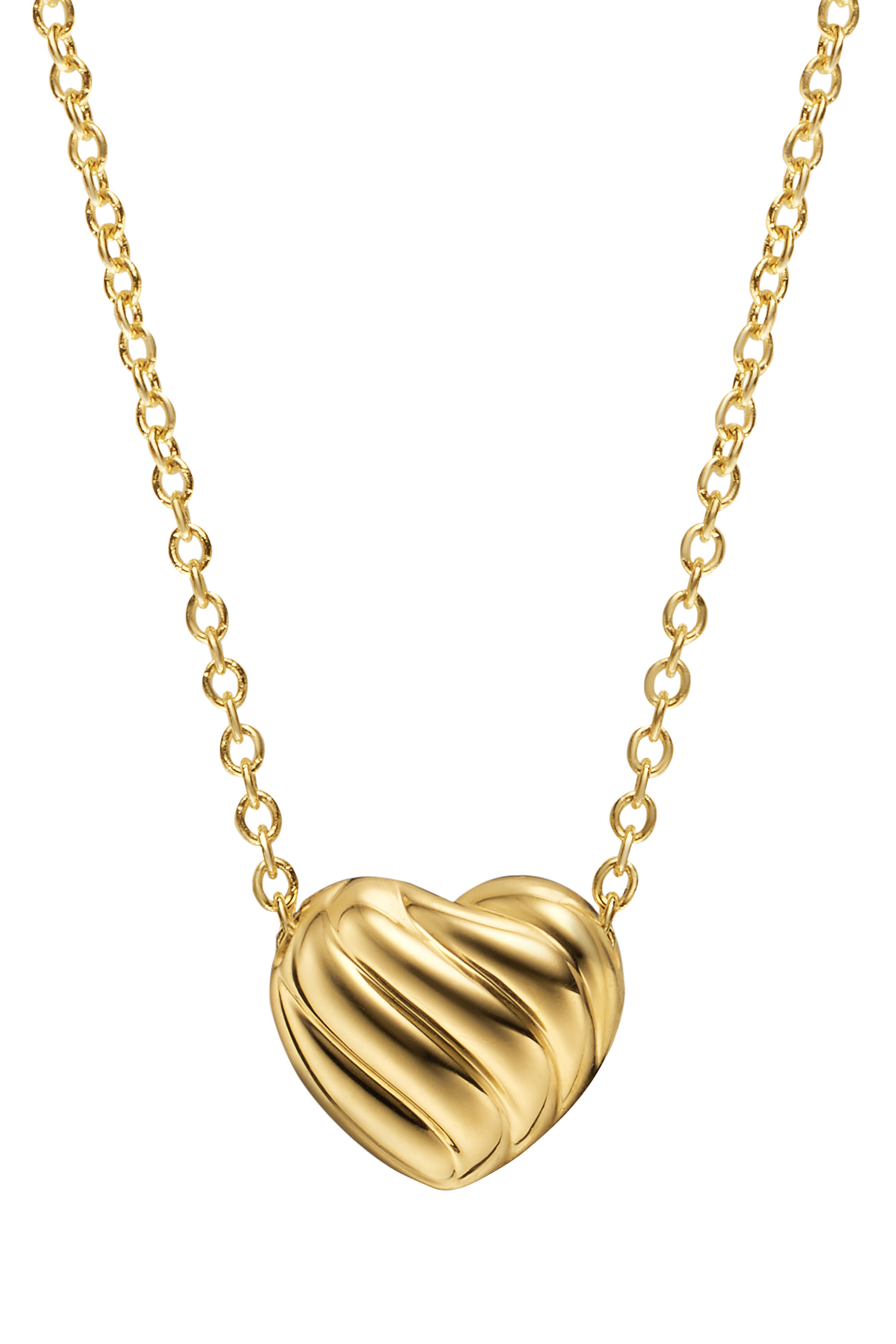 قلادة بحلية بتصميم قلب منفوخ مرصعة بماس، ذهب أصفر عيار 18