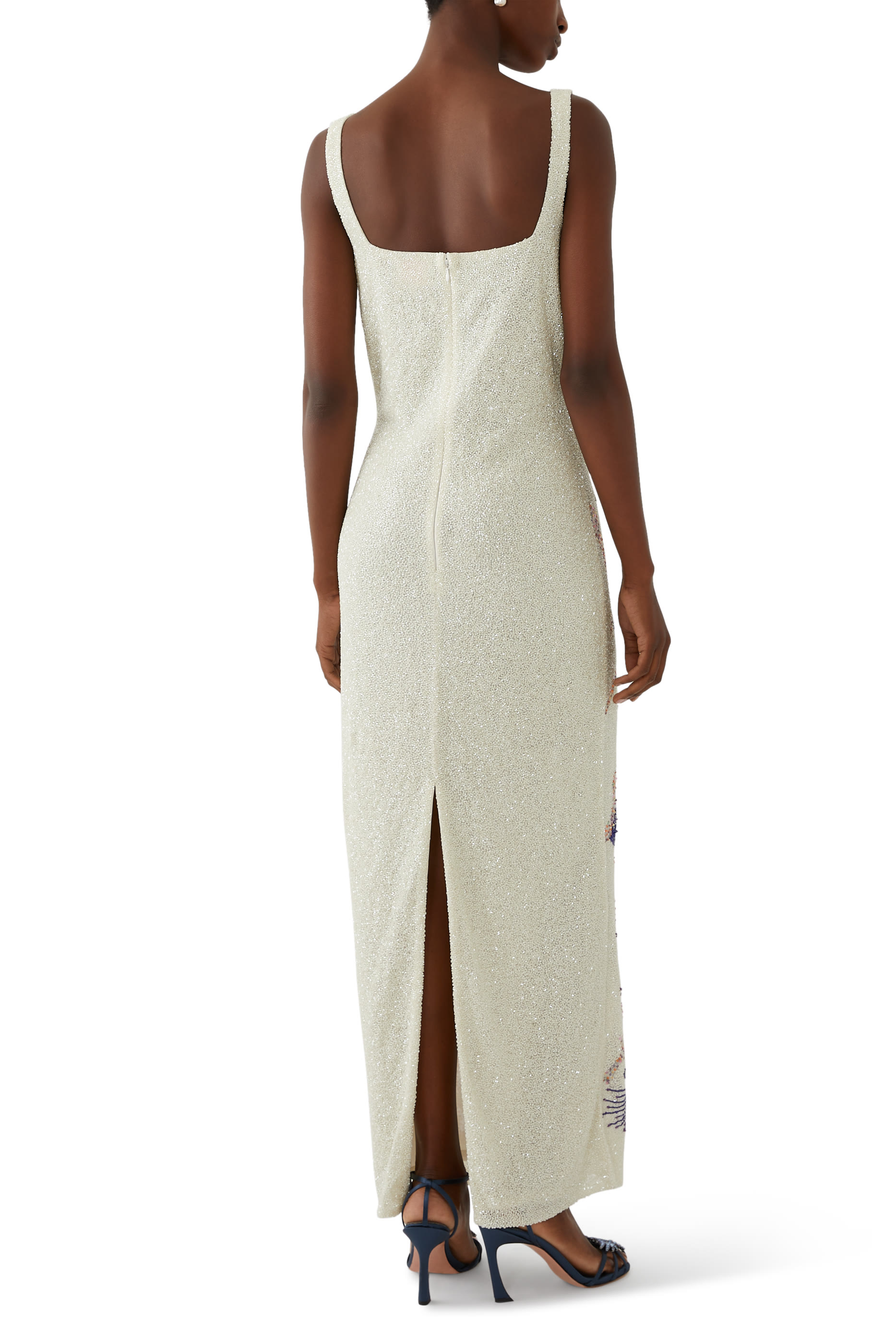 فستان زودياك طويل بخرز