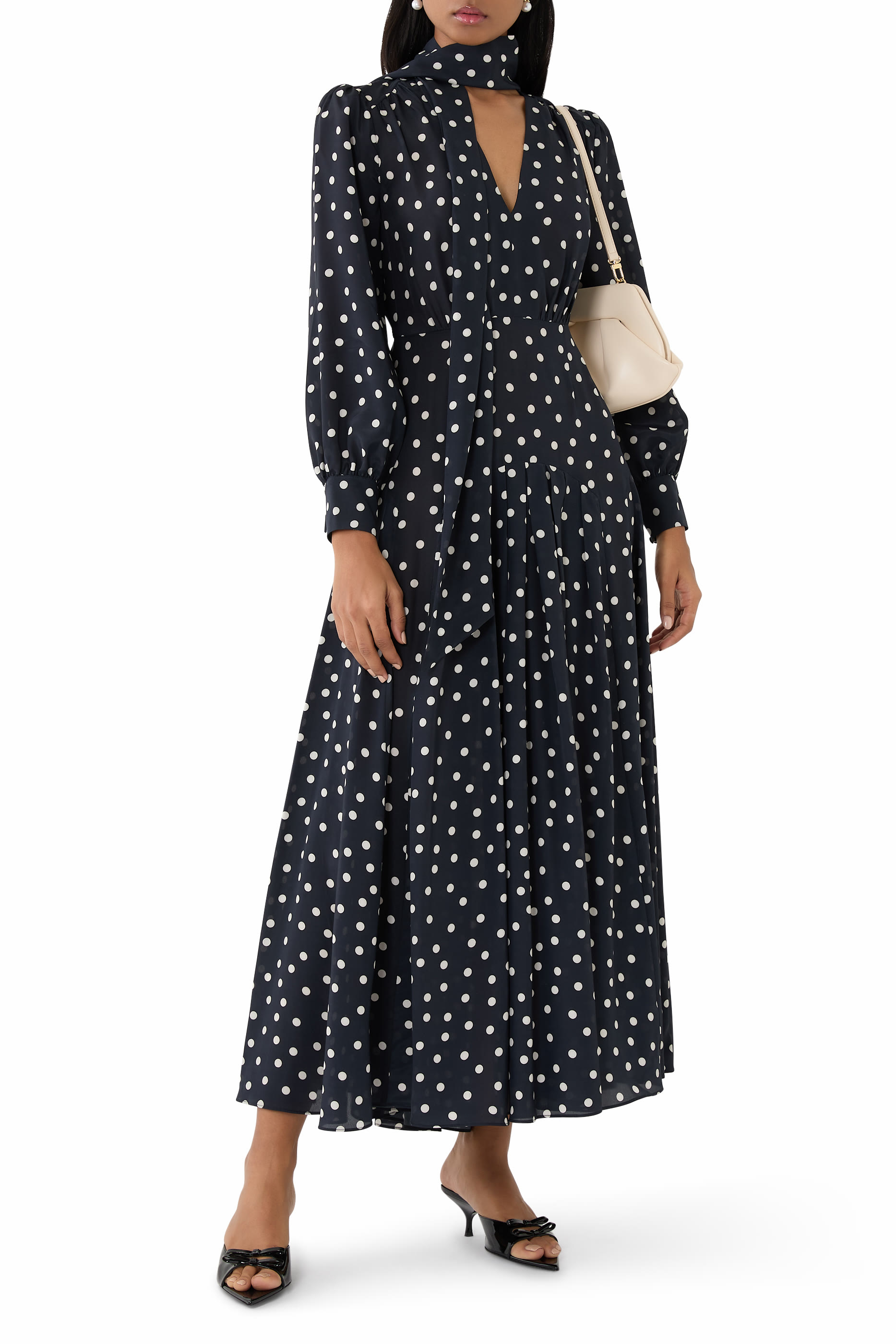 فستان ماريجولد متوسط الطول حرير