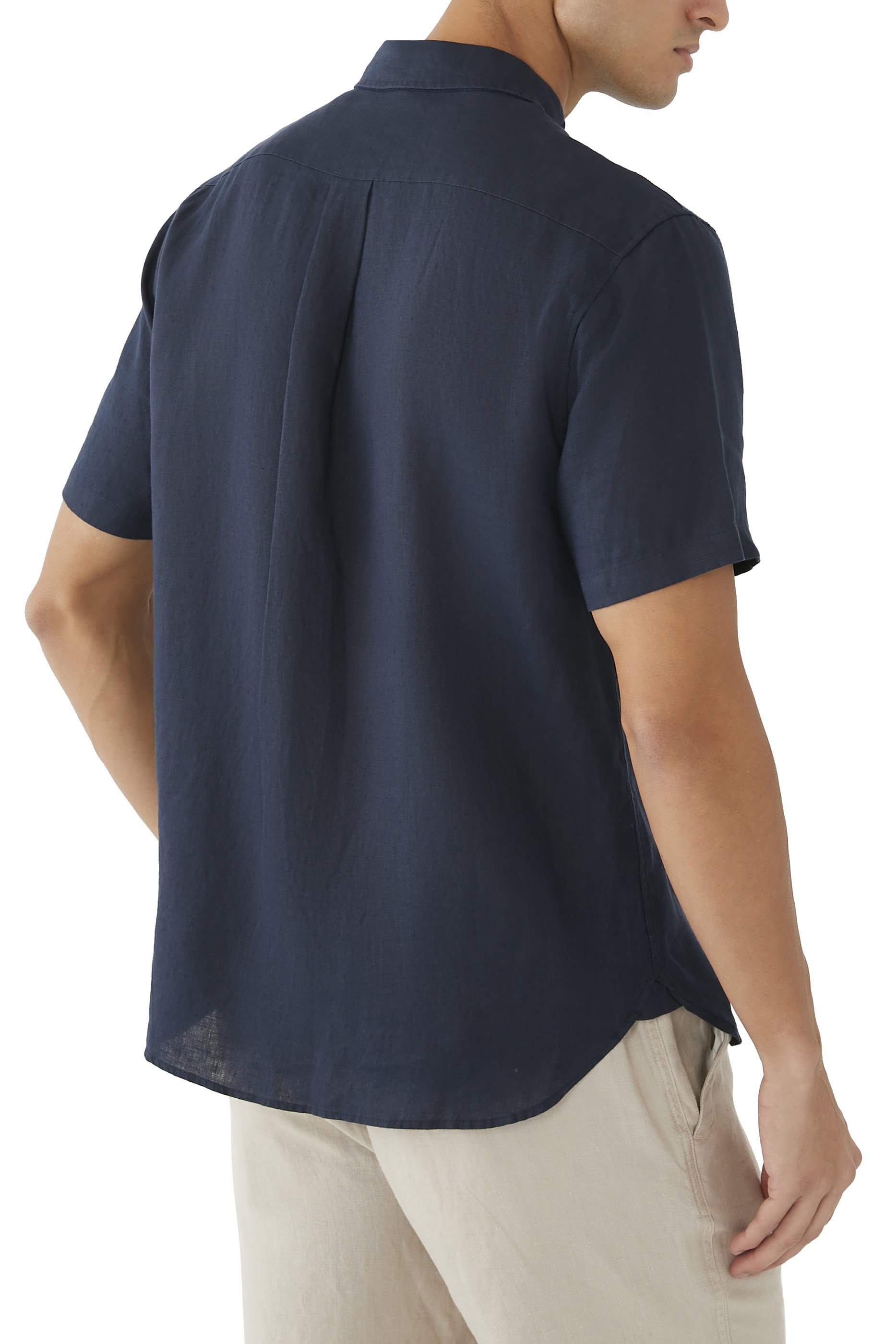 قميص كتان بأكمام قصيرة