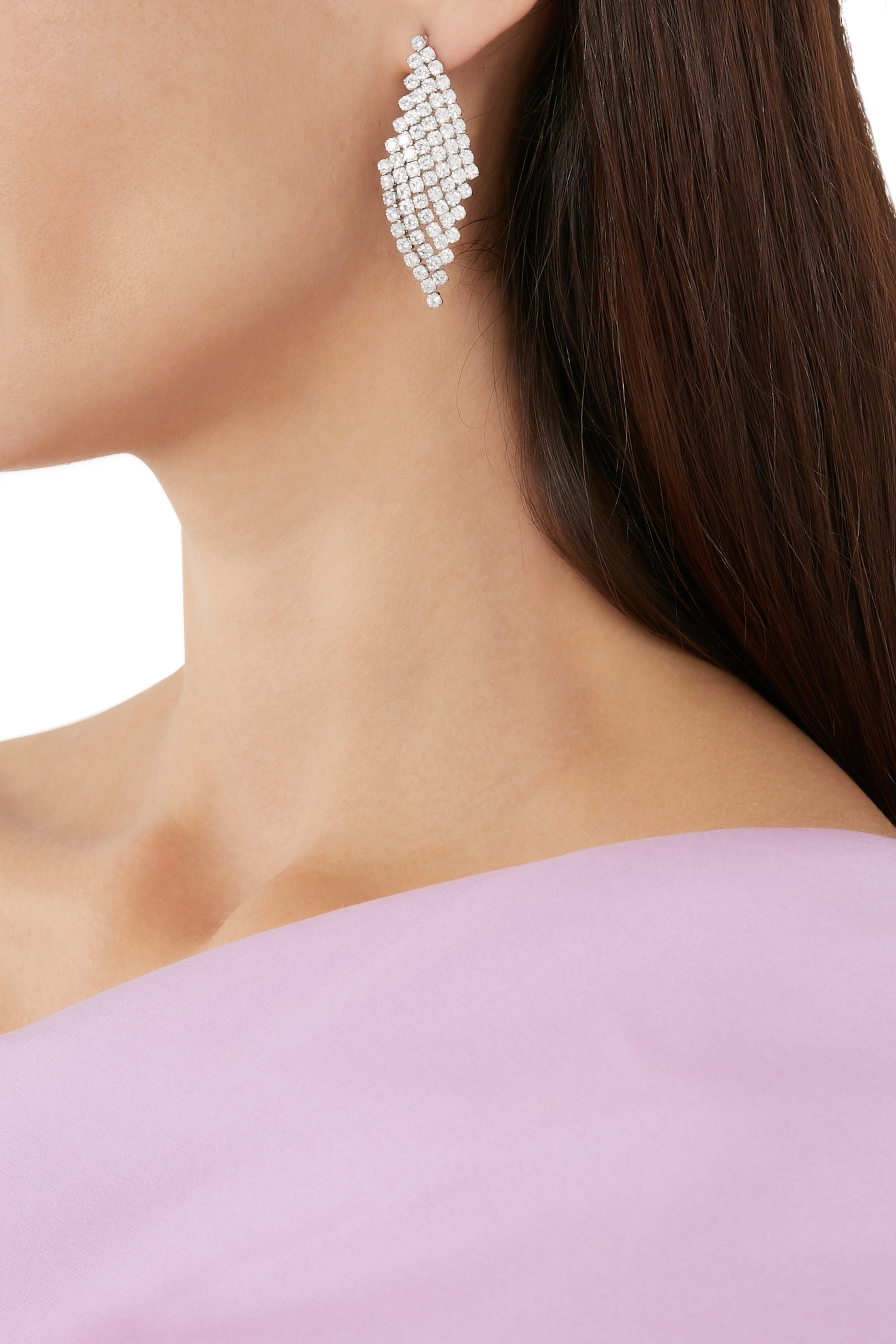 أقراط دايموند متدلية مرصعة بأحجار زركونيا مكعبة بنمط شبكي نحاس مطلي بالروديوم