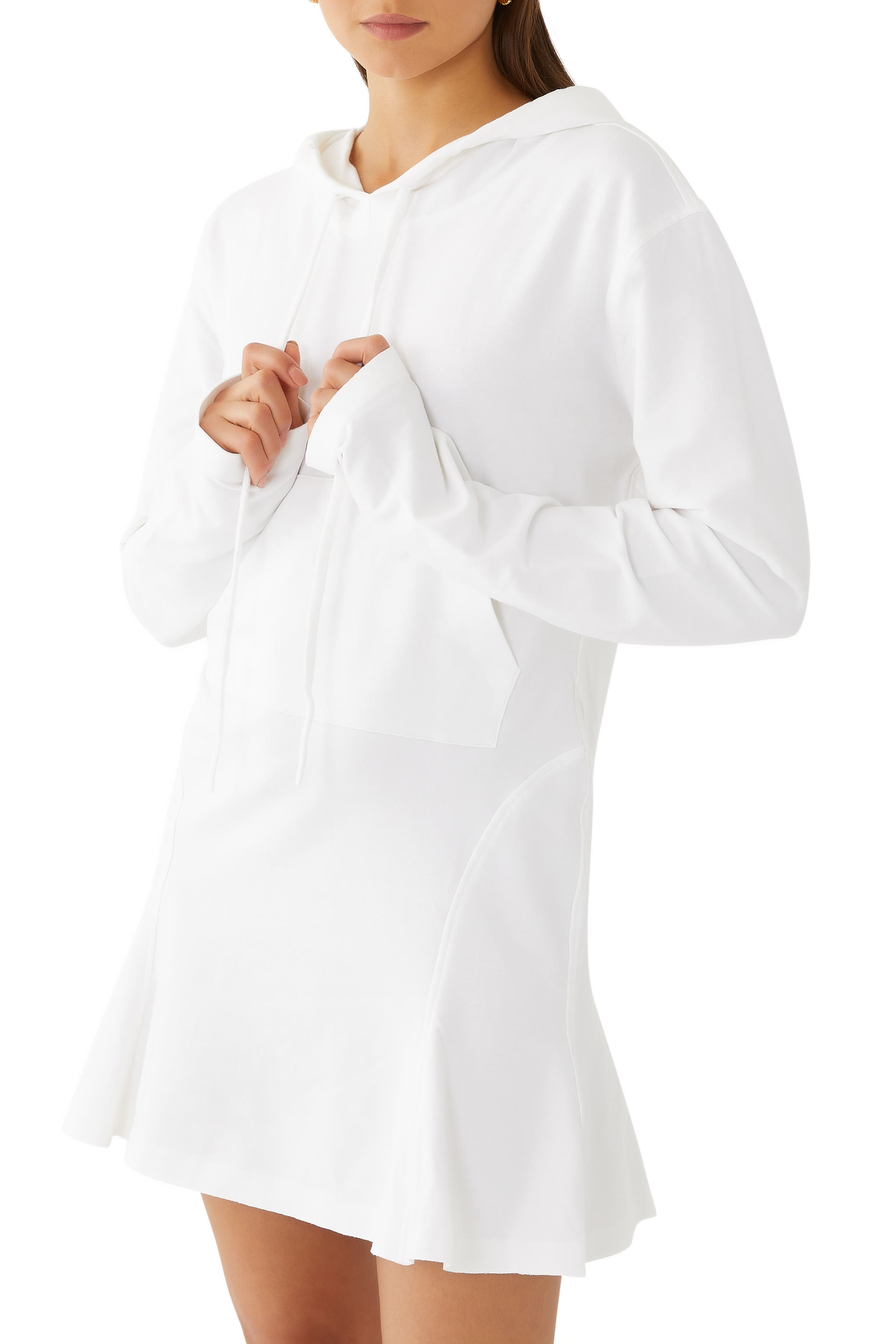 فستان قصير بغطاء رأس وحافة بقصة ذيل السمكة