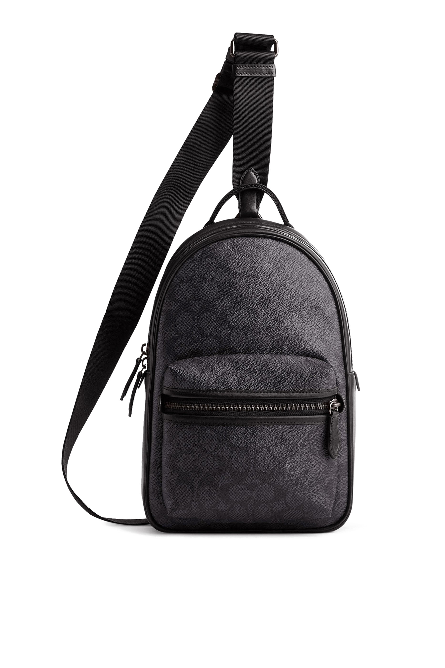 حقيبة كتف تشارتر قنب مغلف بطبقة مزينة بشعار الماركة