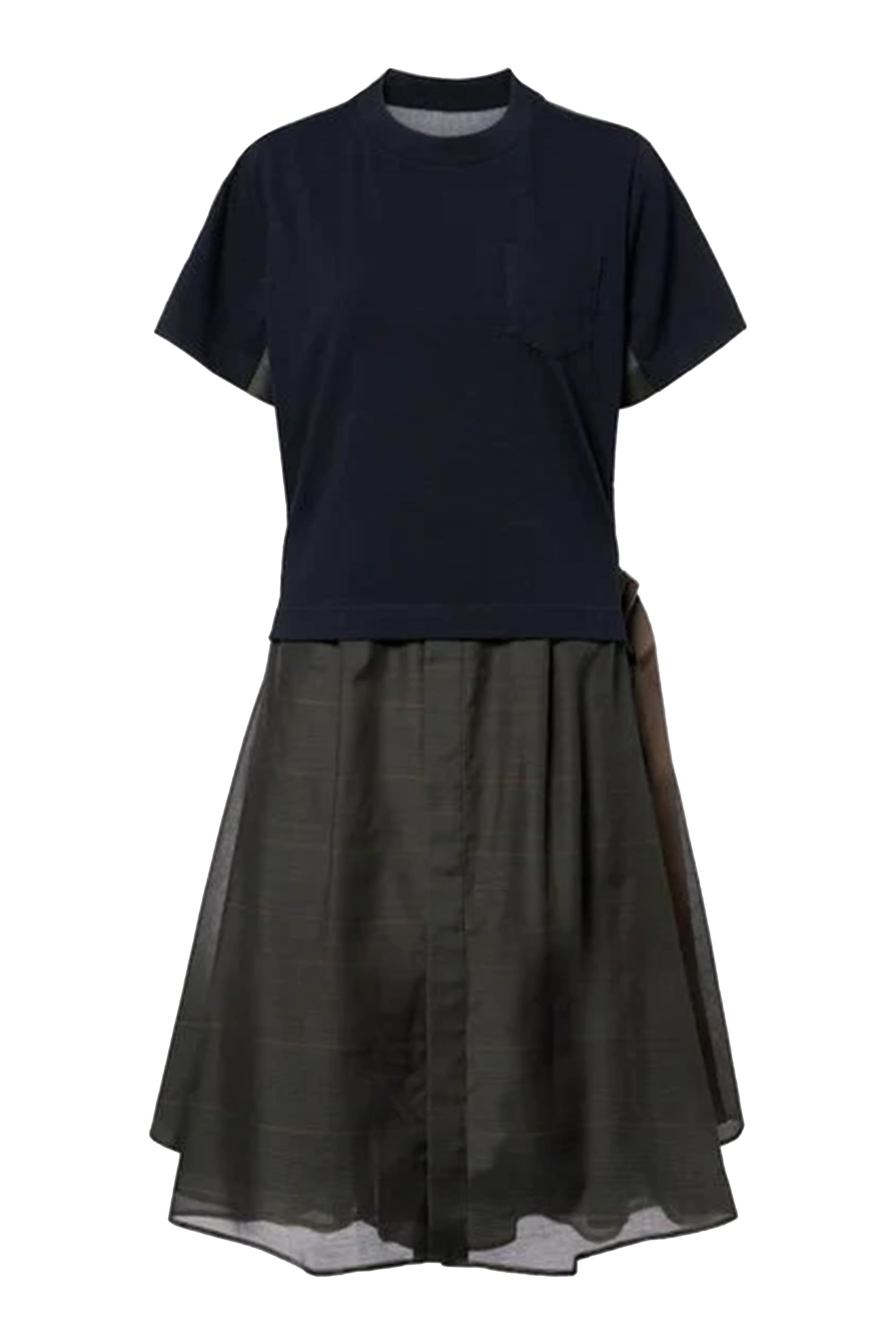 Jersey-Panelled Midi Dress