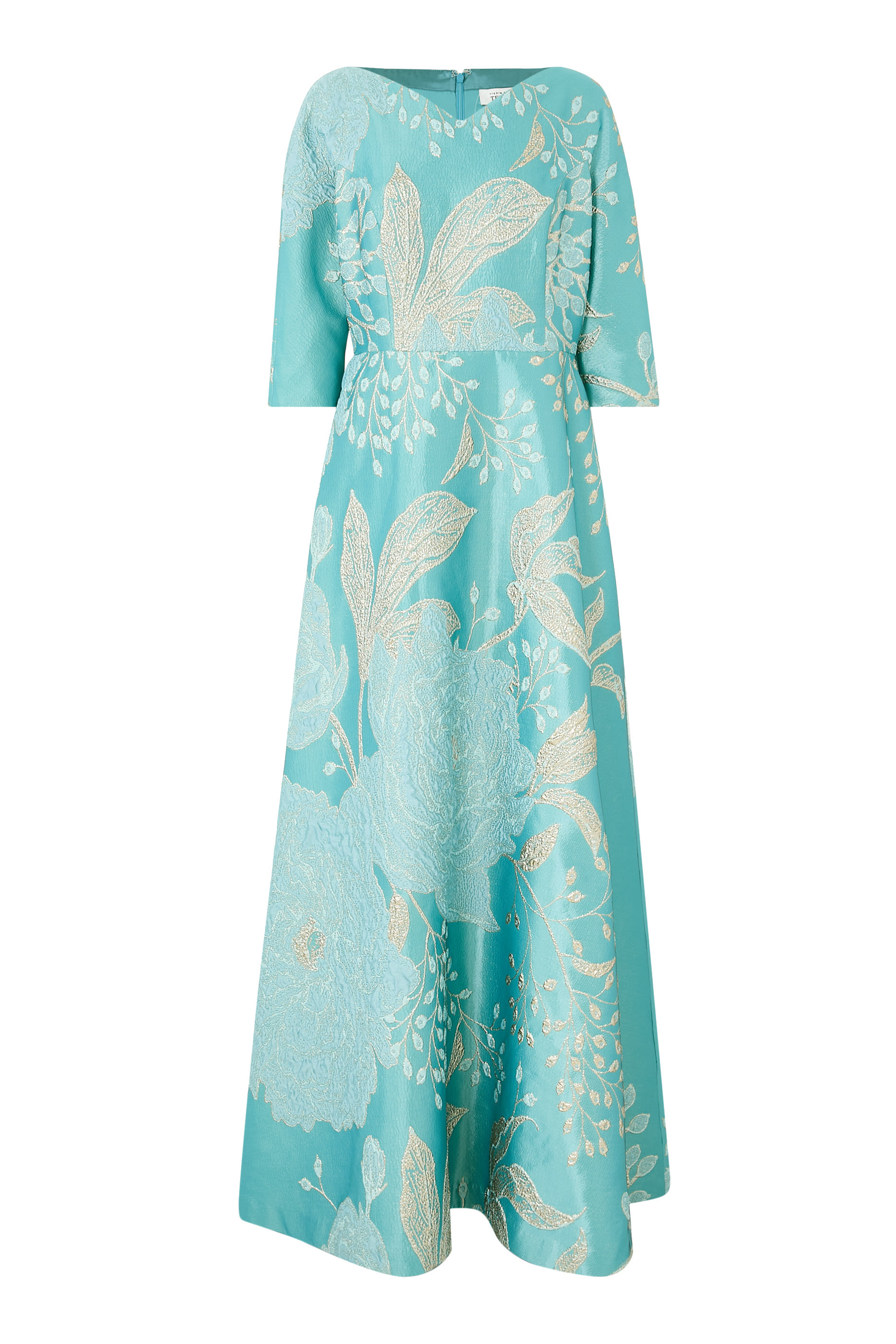 Metallic Jacquard A-Line Evening Dress