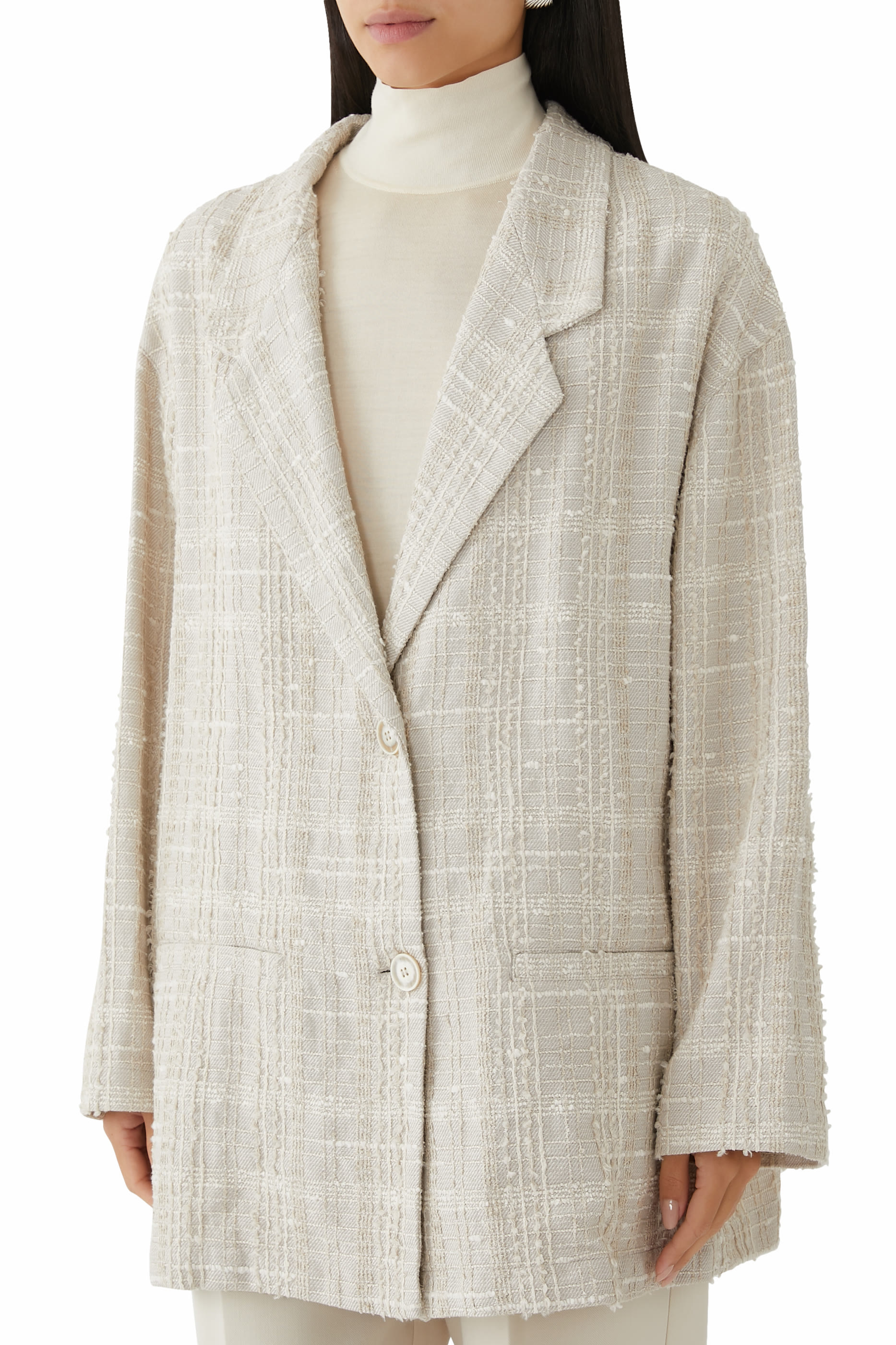 بليزر بنقشة مربعات تويد