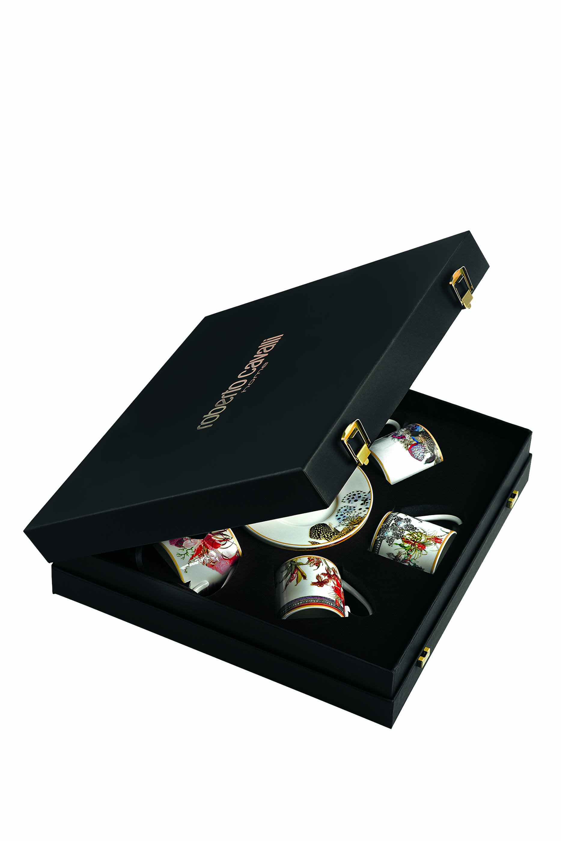 مجموعة هدايا فنجان قهوة وطبق مزين بنقشة زهور