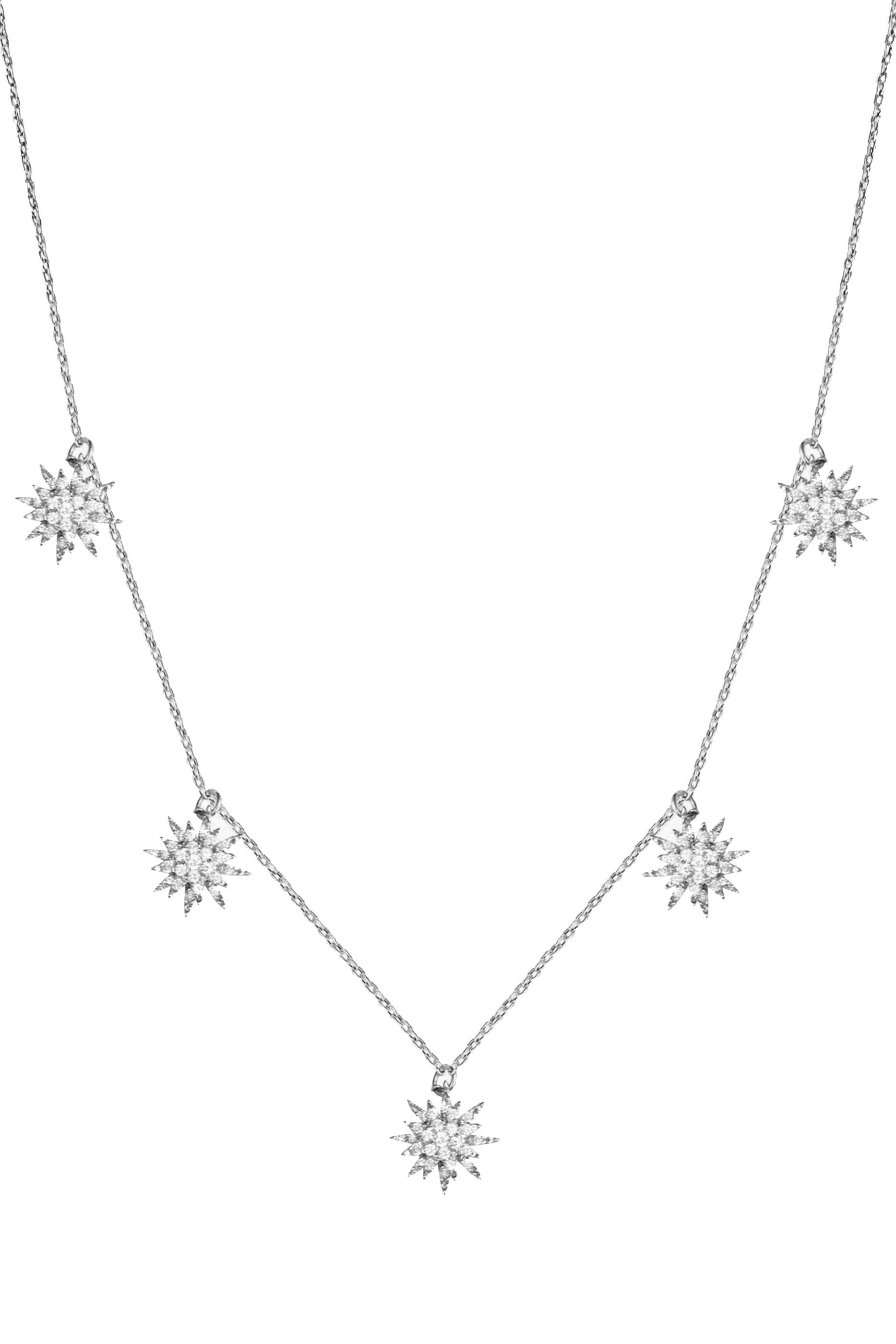 قلادة سولاي بحلي كبيرة مرصعة بالماس، ذهب أبيض عيار 18