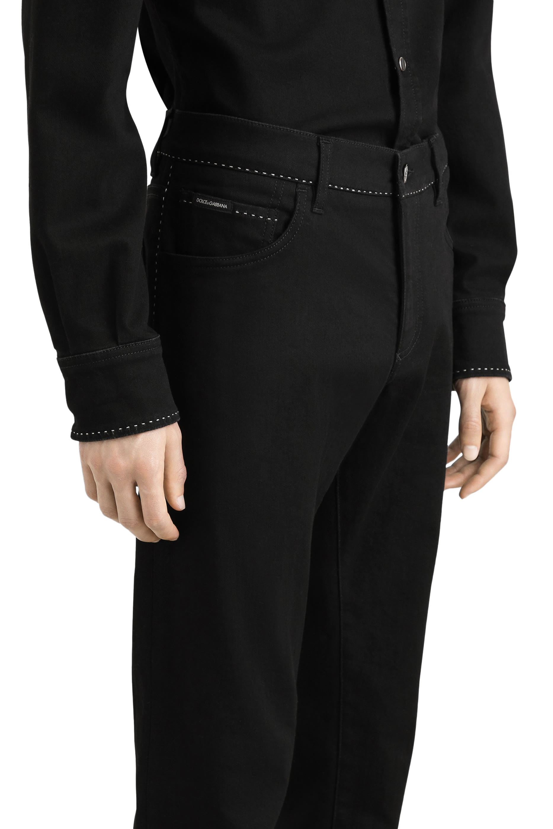 بنطال جينز ضيق بقصة ساق مستقيمة قطن