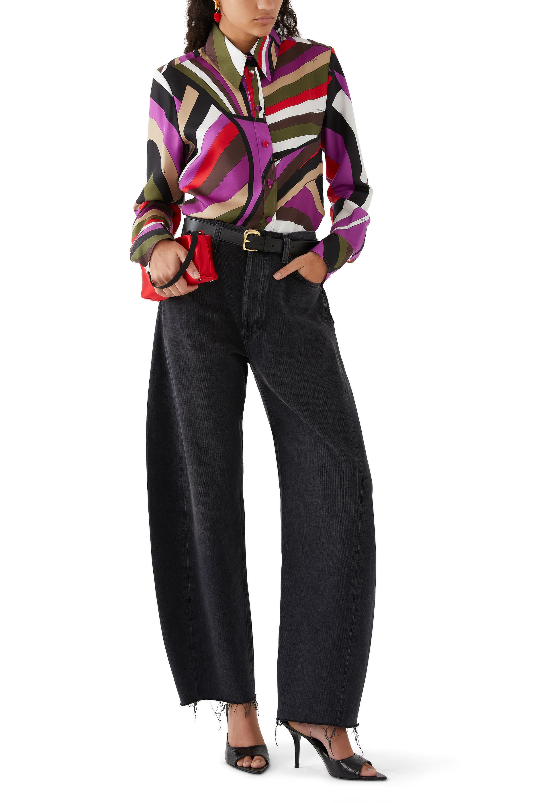 قميص حرير تويل بطبعات إيريد