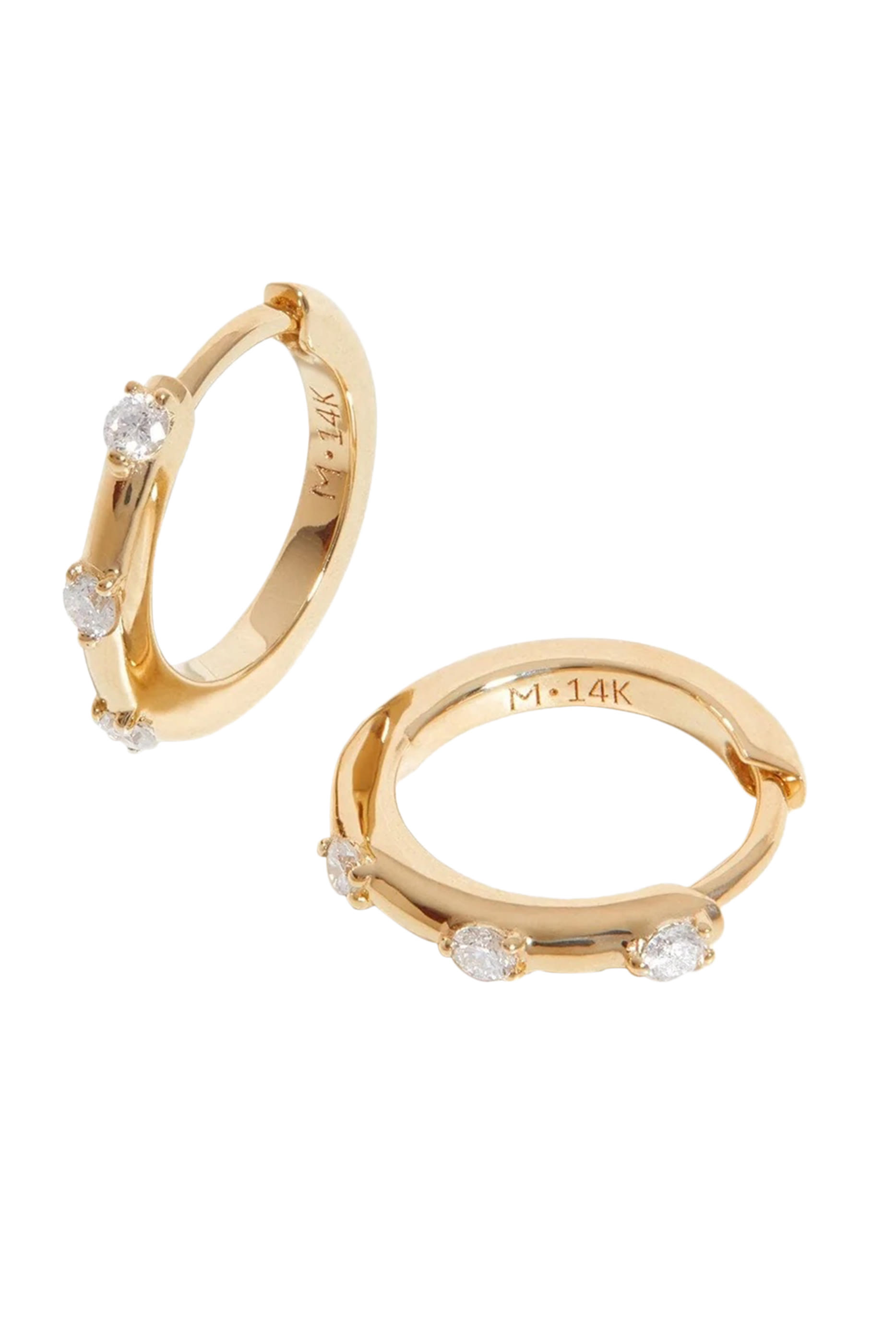 أقراط هاجي مرصعة بماس فاخر، ذهب عيار 14 قيراط