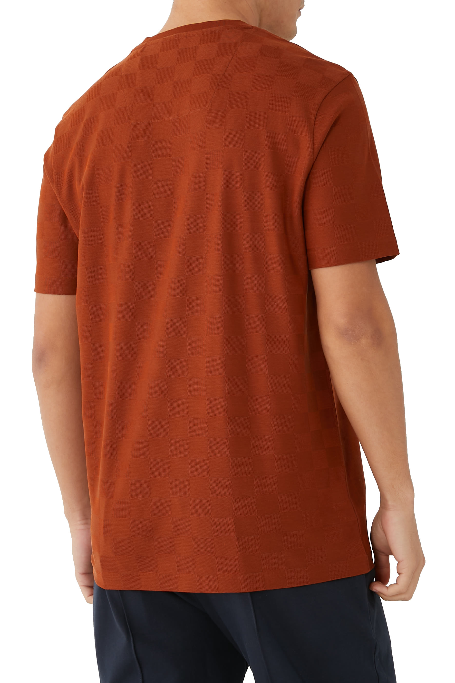 تيشيرت بورش بنقشة مربعات جاكار