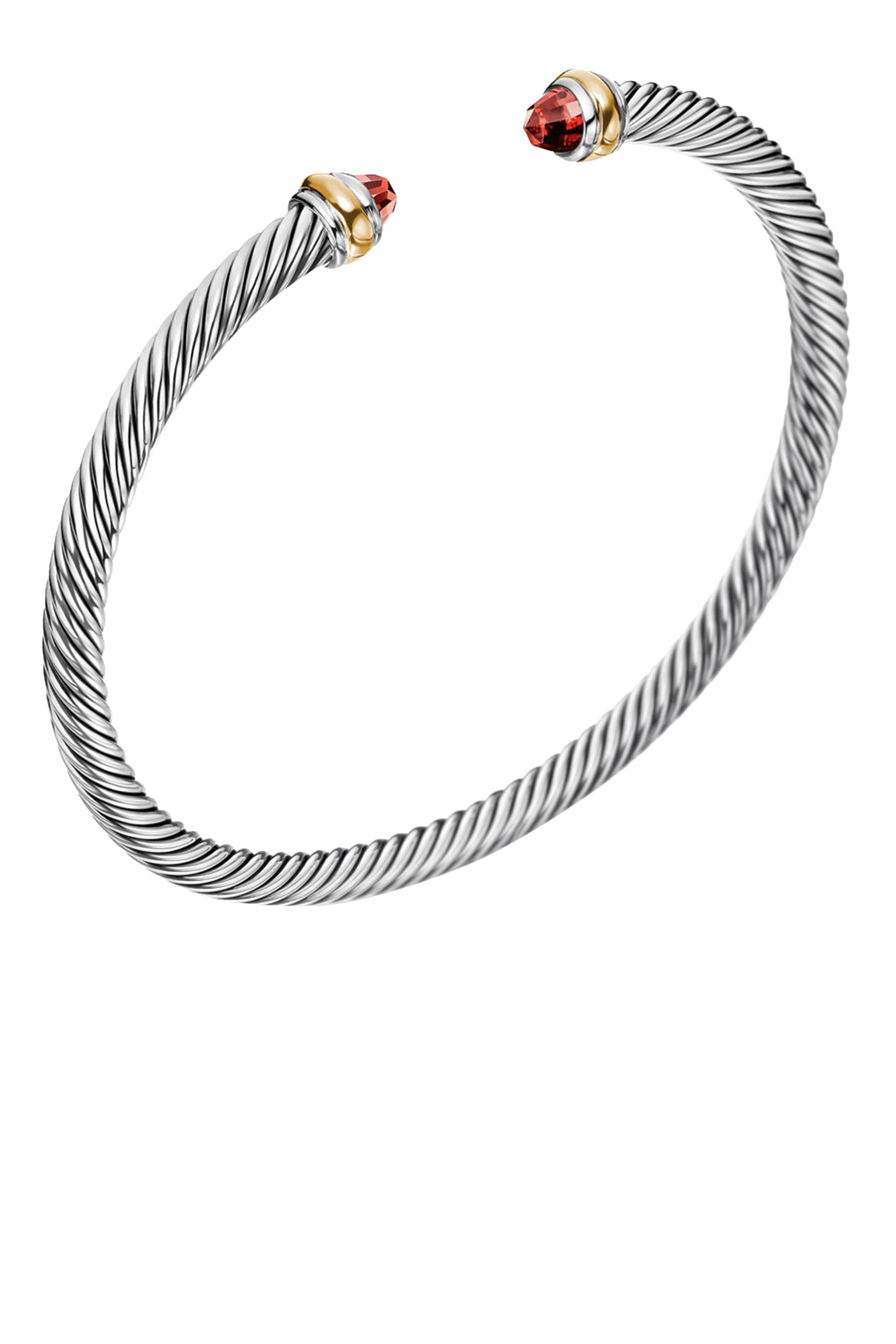 سوار كيبل بتصميم كلاسيكي مرصع بالعقيق فضة إسترلينية وذهب أصفر عيار 18