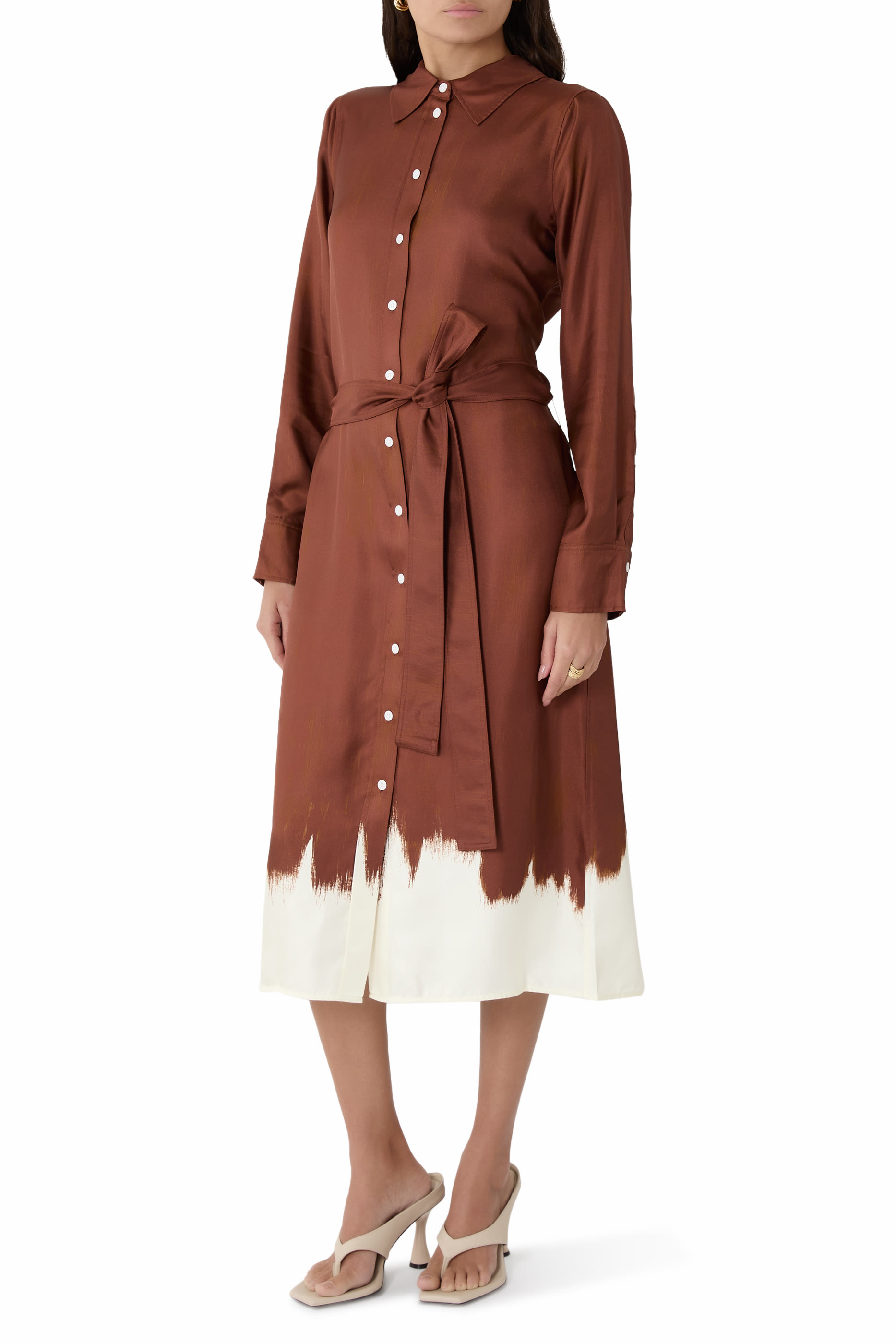 فستان أمايا بطبعتين حرير تويل