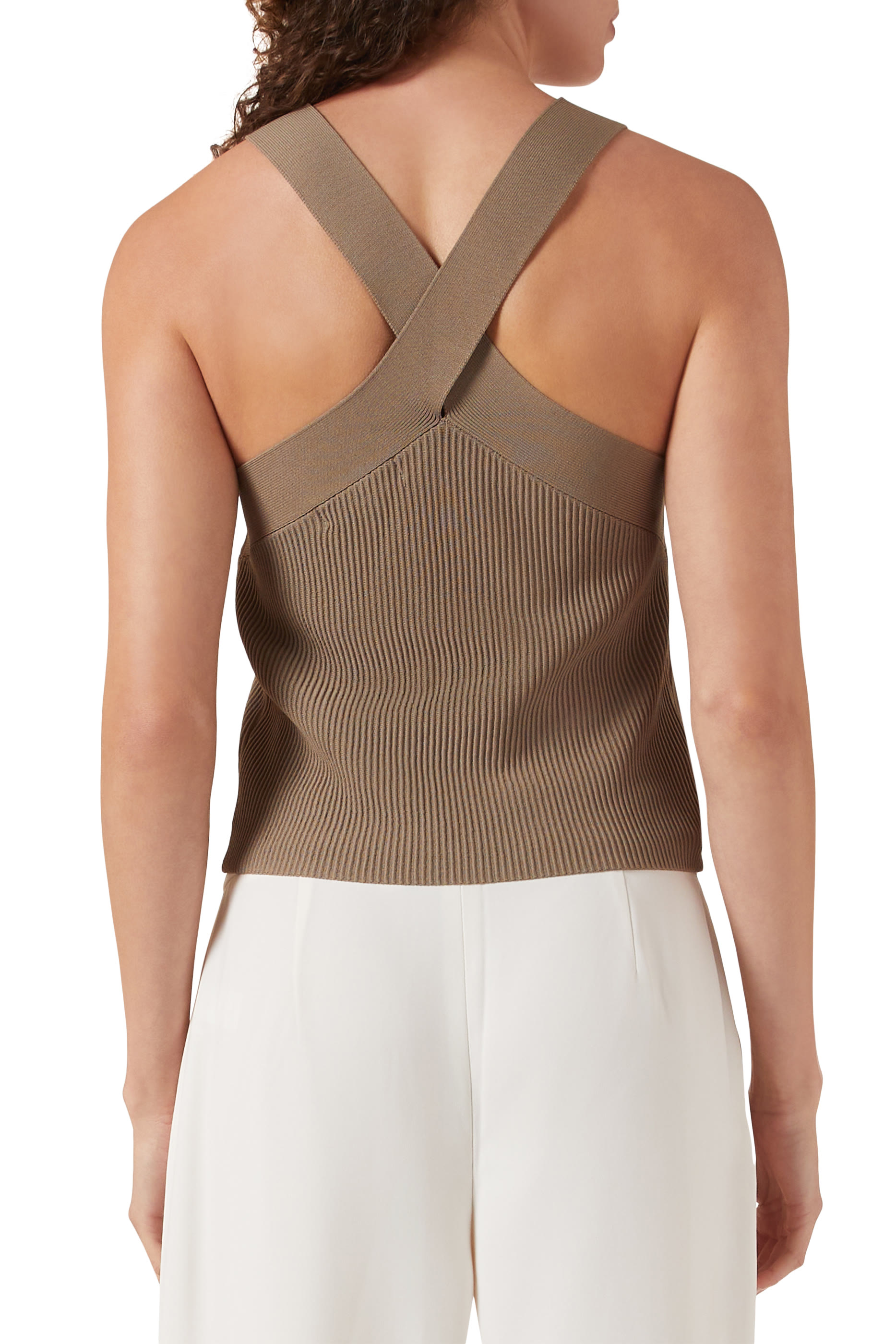 بلوزة منسوجة بحملات متقاطعة