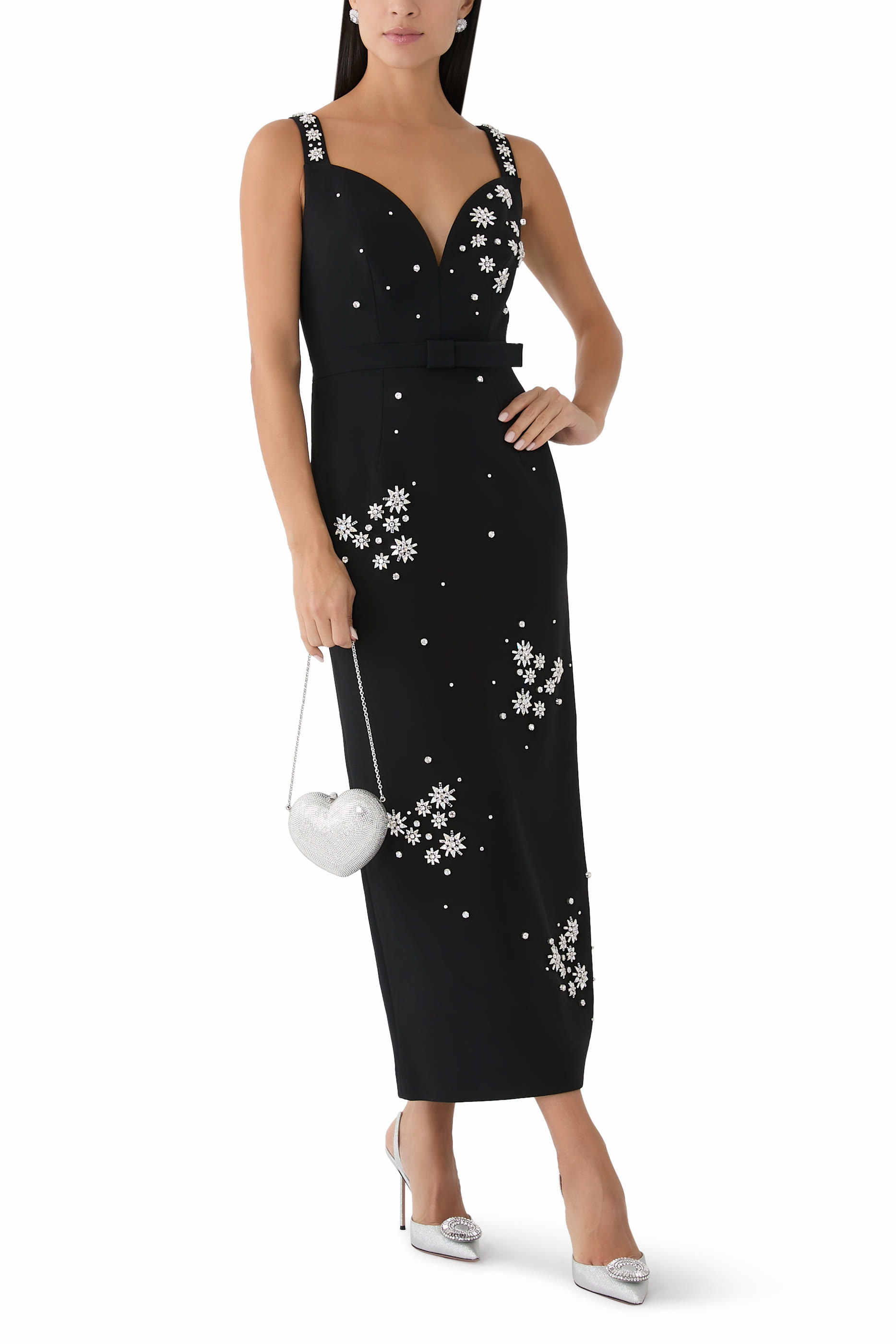 فستان براندي كريب بتطريزات