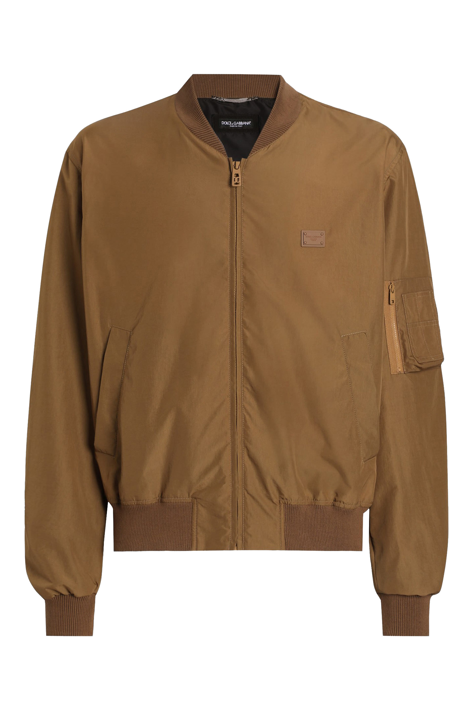 جاكيت بومبر برقعة شعار الماركة قماش معالج