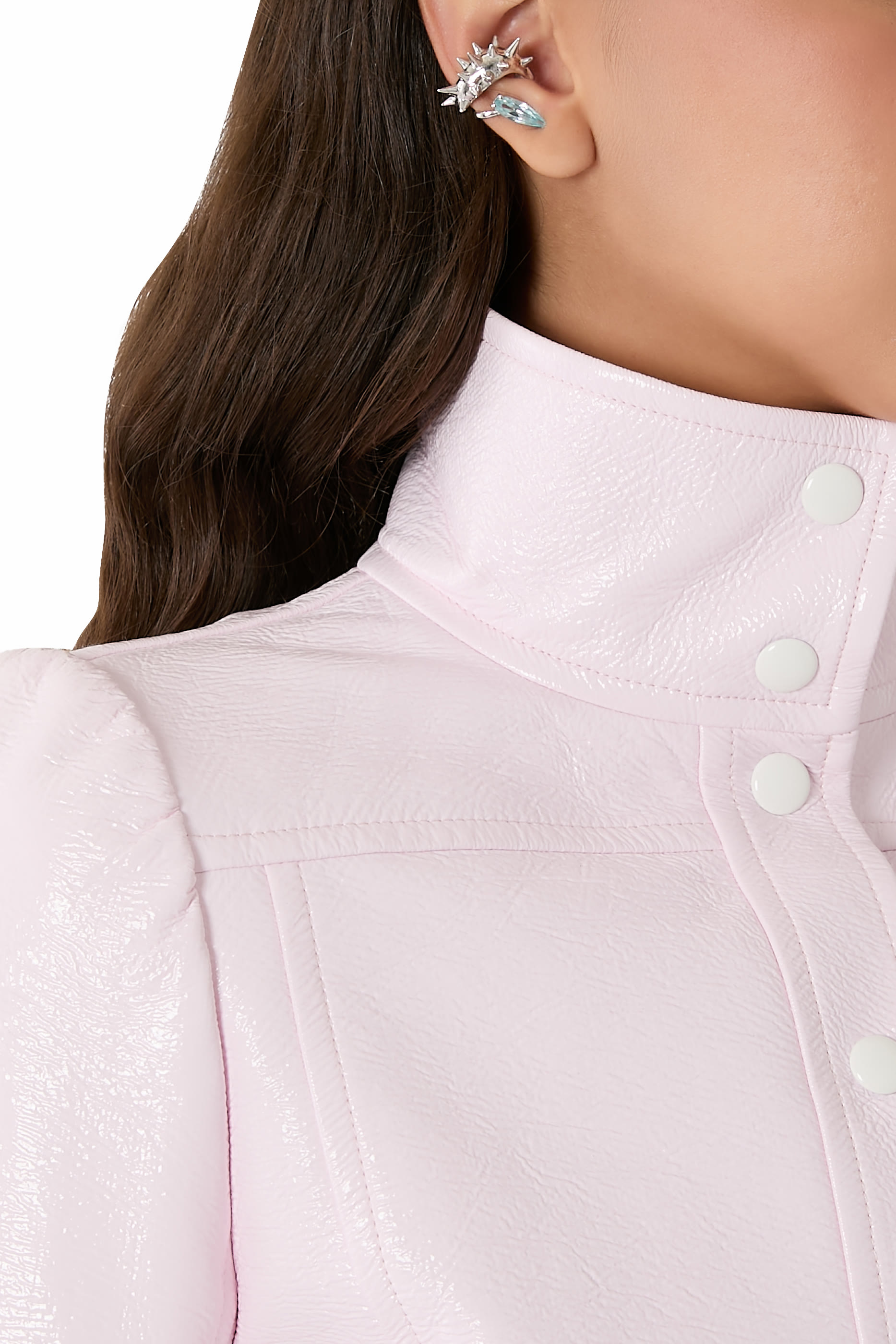 قرط اليان صغير بتفاصيل مدببة مزين بالكريستال، فضة إسترلينية 925