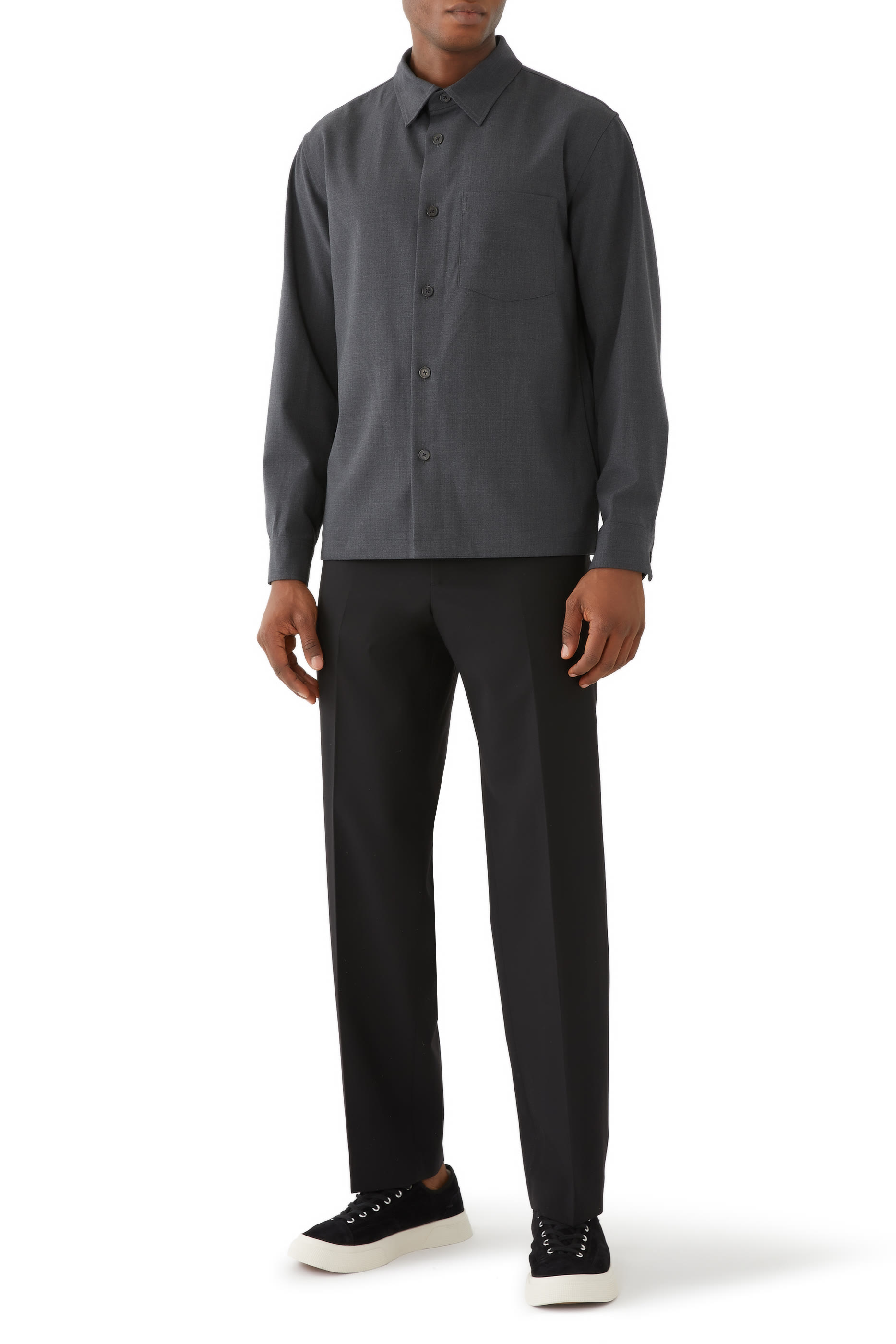 بنطال بقصة مستقيمة مزيج صوف وتويل