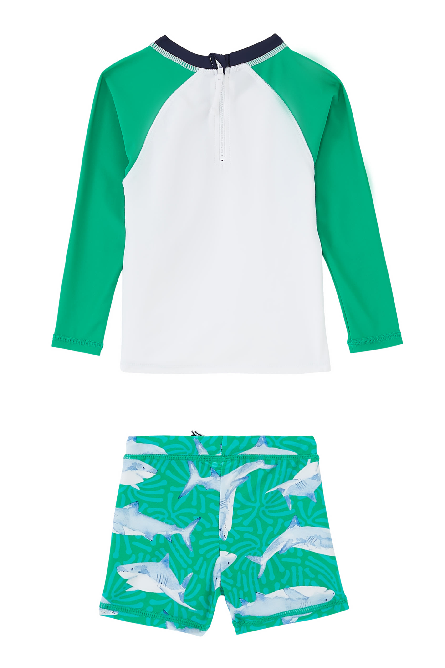 طقم للأطفال بأكمام طويلة بنقشة قرش