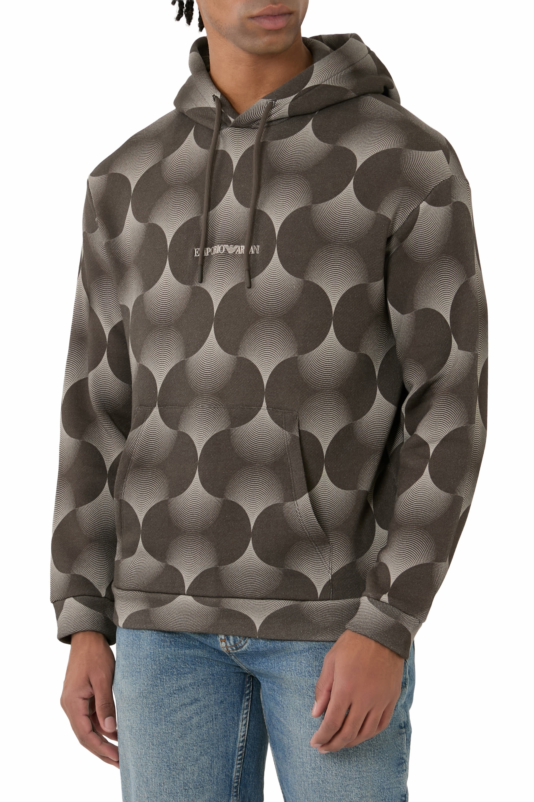 سويت شيرت بغطاء للرأس وطبعة أو بي - آرت