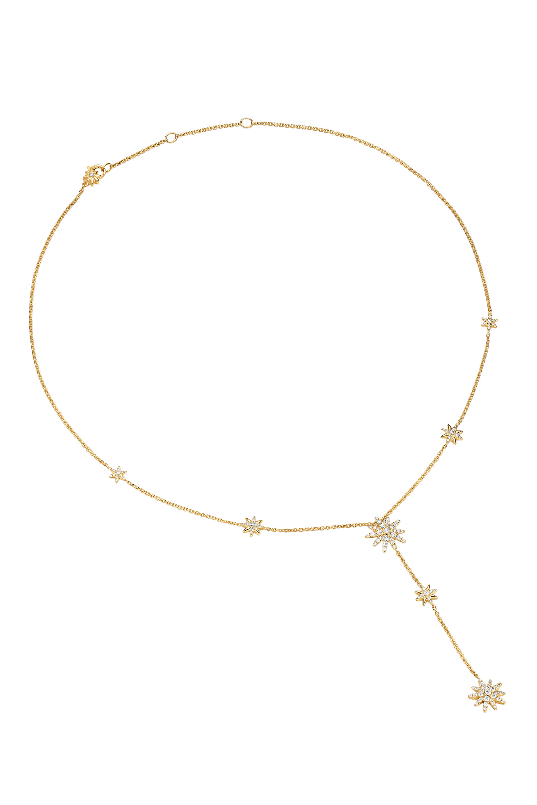 Starburst Y Necklace, 18k Yellow Gold & Diamonds
