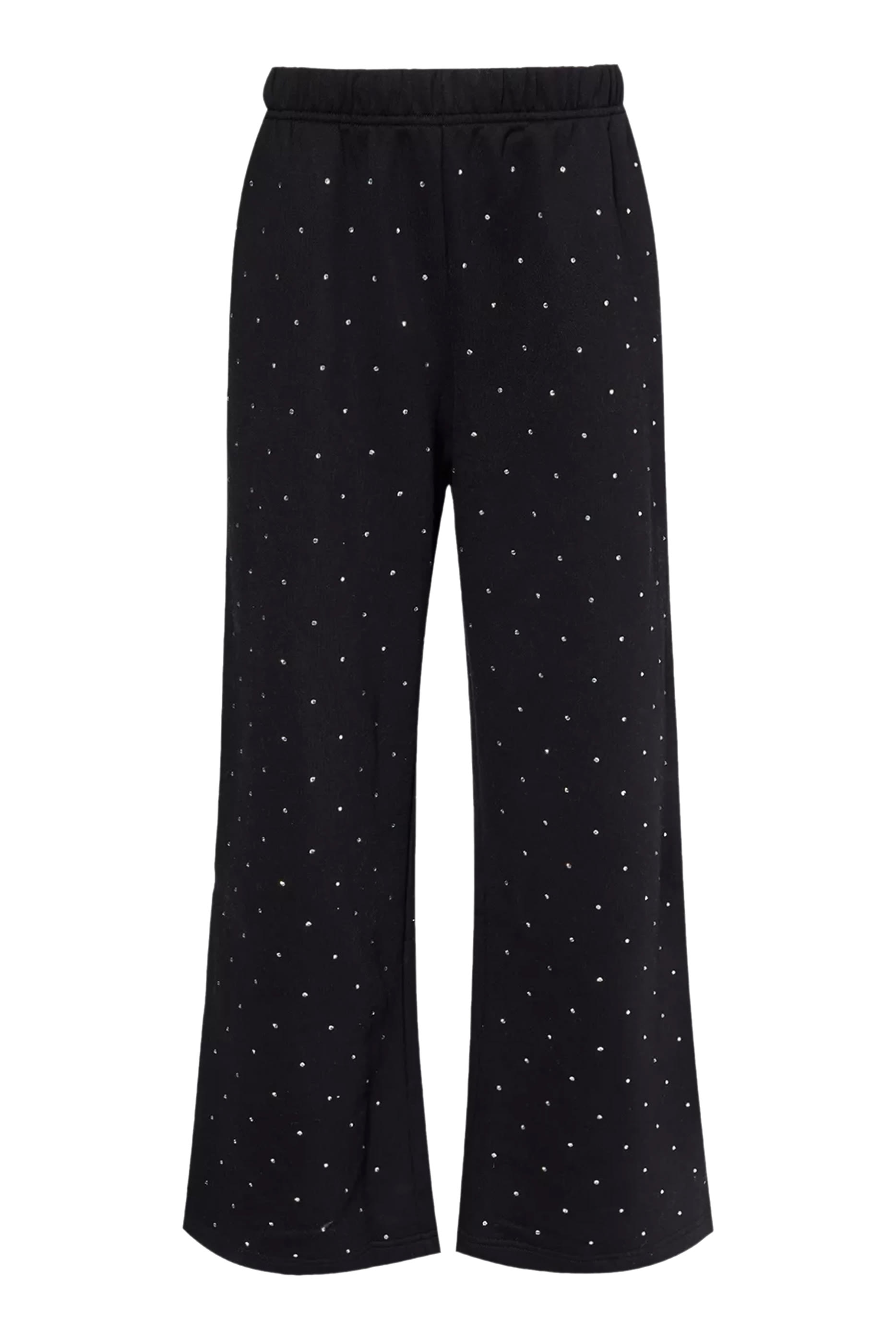 بنطال رياضي بقصة ساق واسعة مرصع بالكريستال