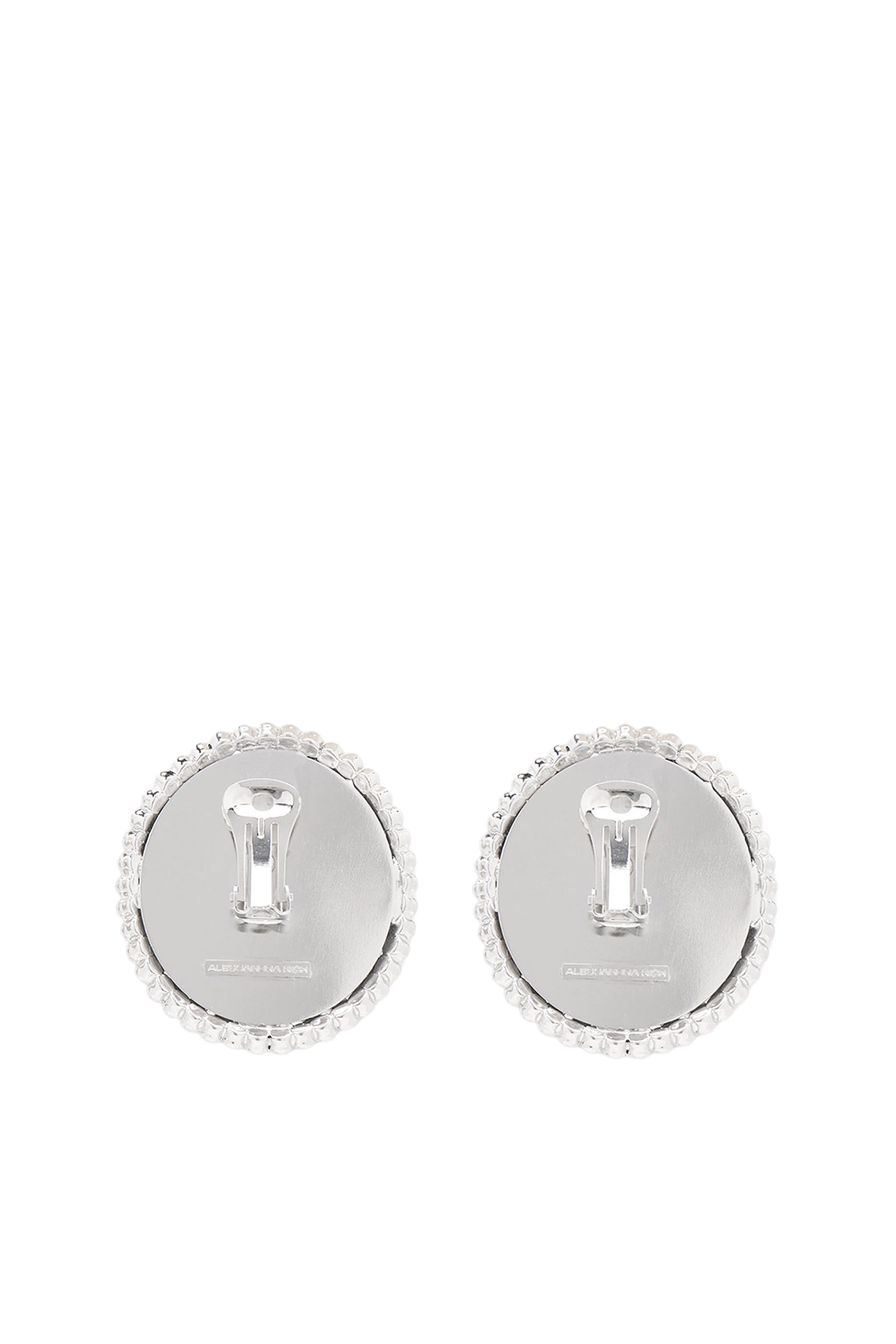 أقراط بتصميم بيضاوي مرصعة بالكريستال واللؤلؤ