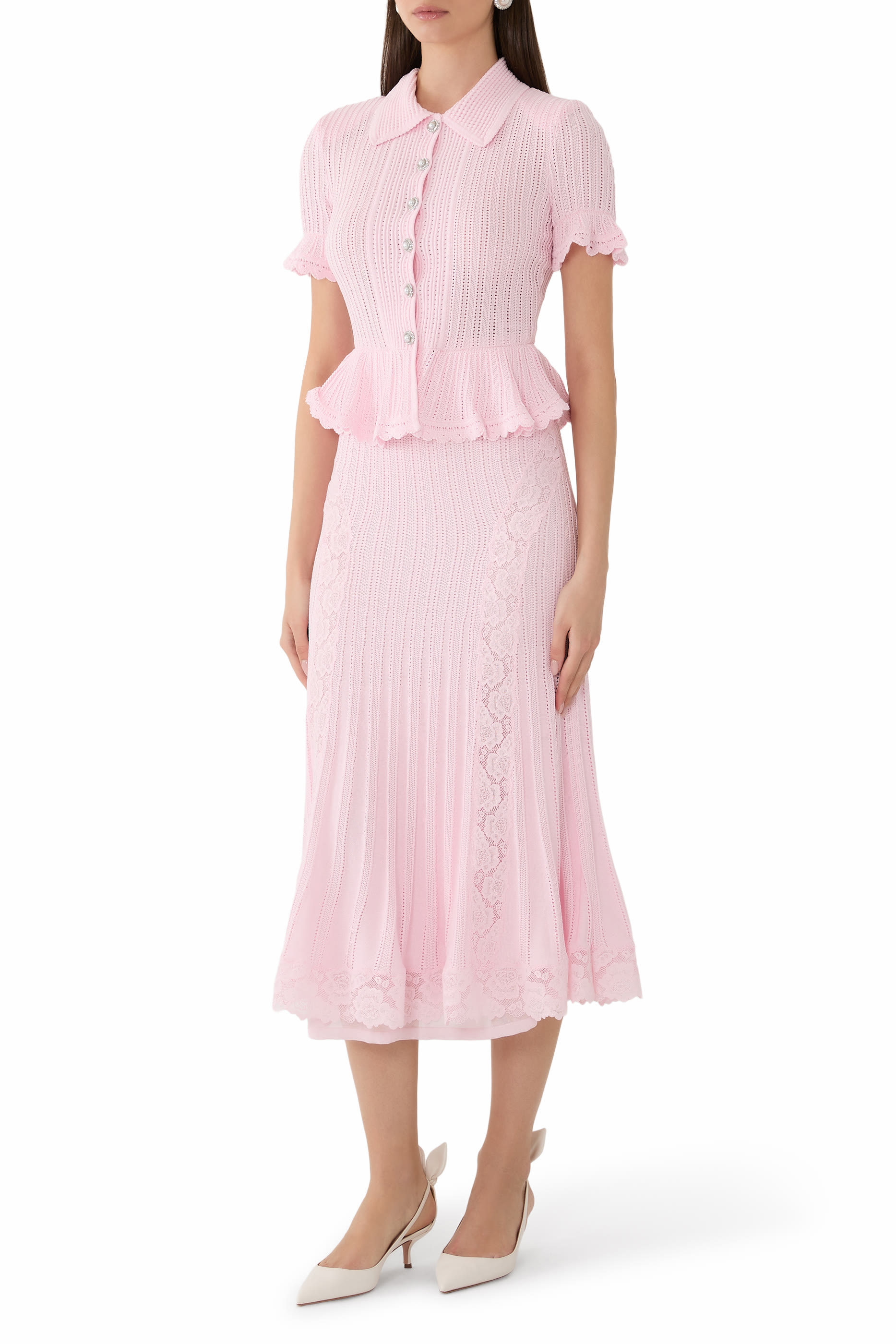 فستان بوانتيل بيبلوم منسوج متوسط الطول