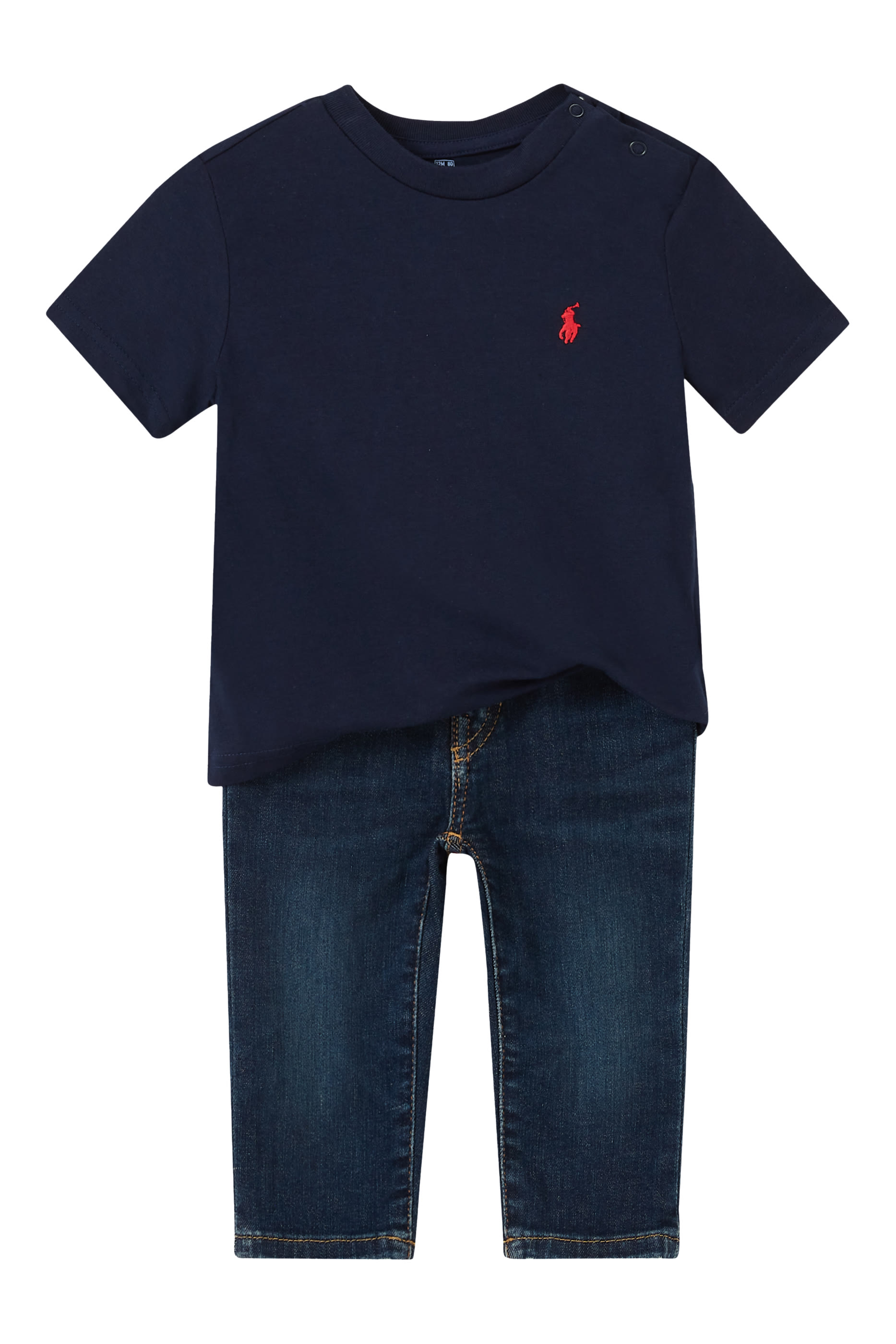 تيشيرت بأكمام قصيرة  وطبعة شعار الماركة للأطفال