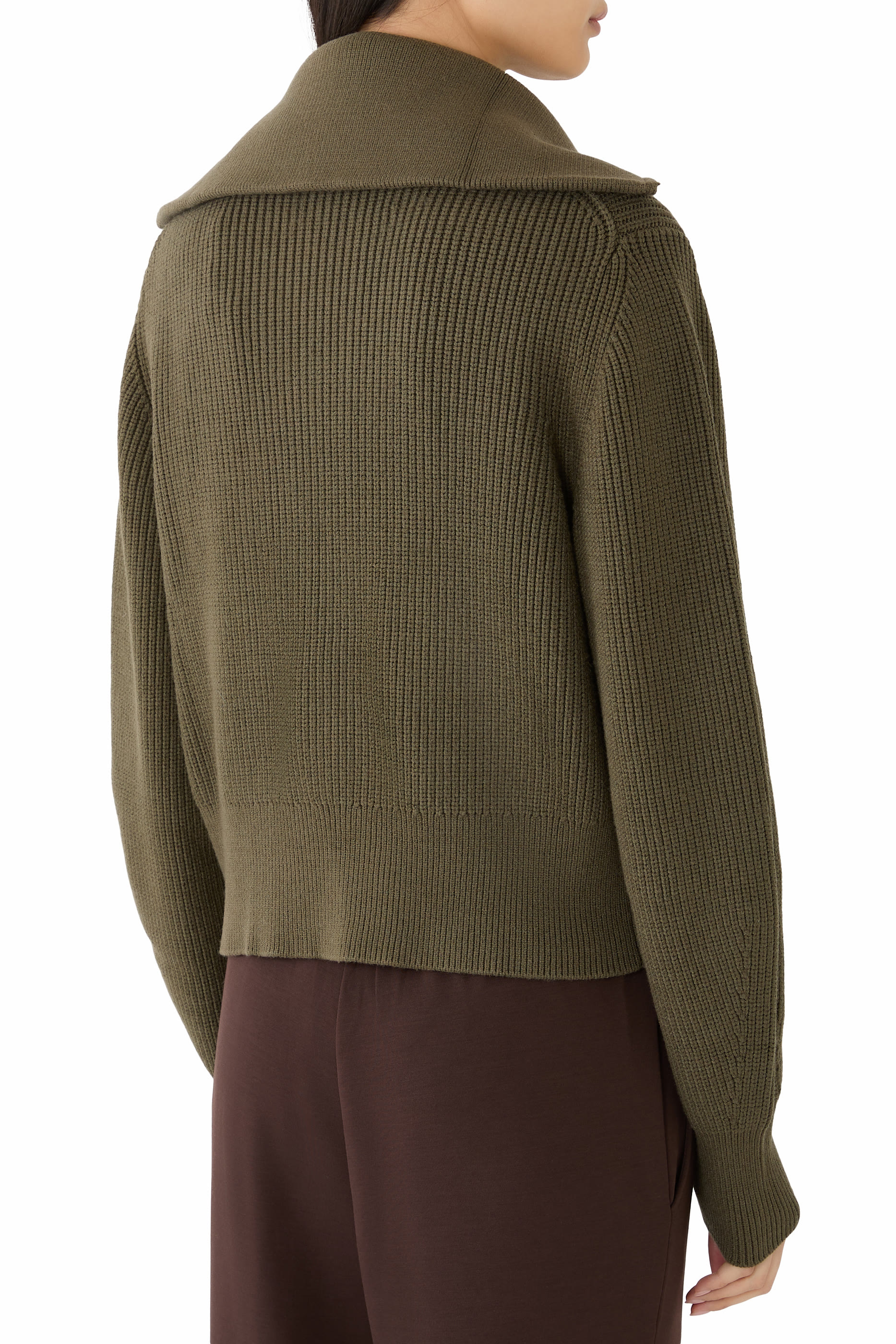 كنزة مورا بنصف سحاب نسيج مضلع