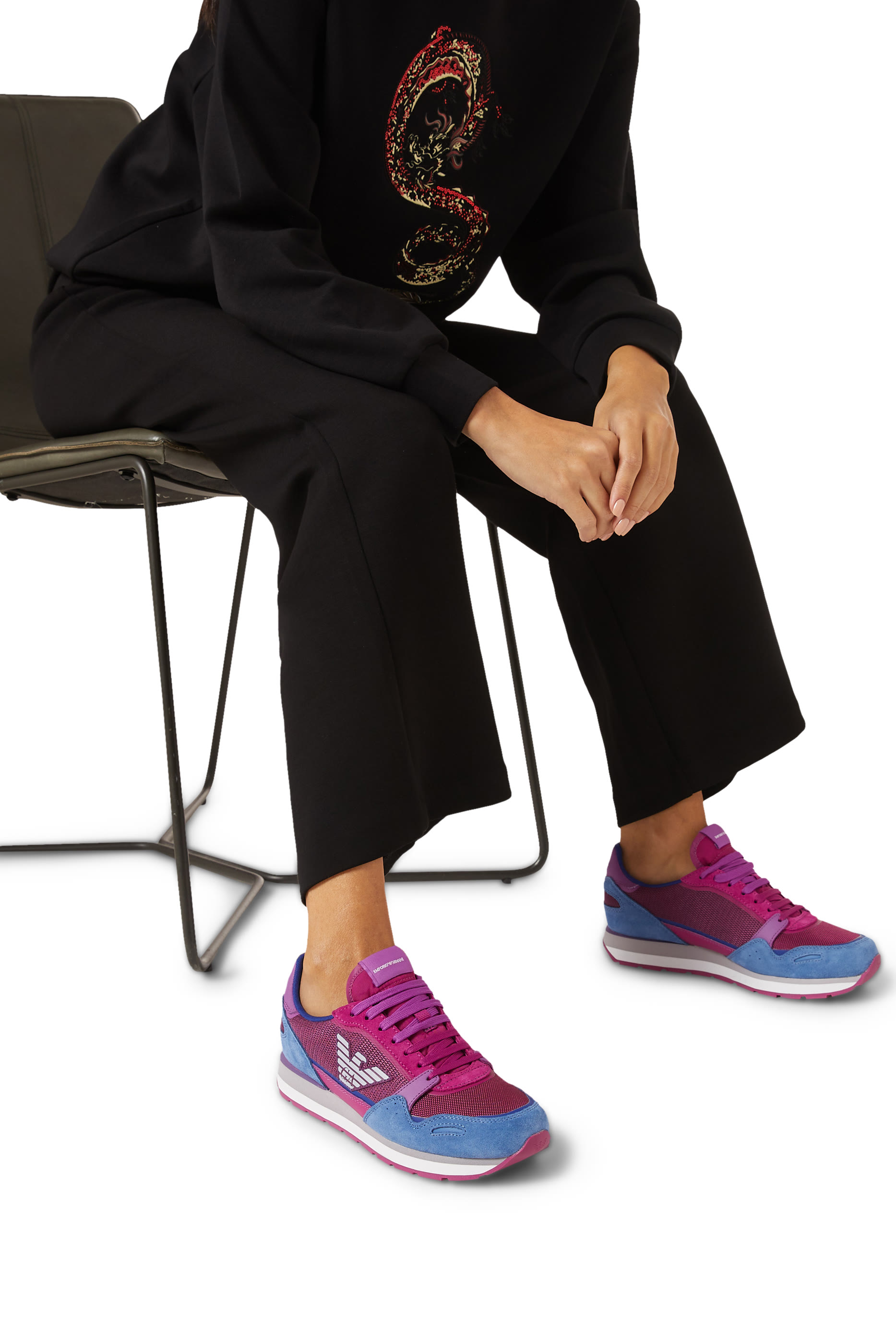 سنيكرز برقعة شعار الماركة قماش شبكي وشمواه