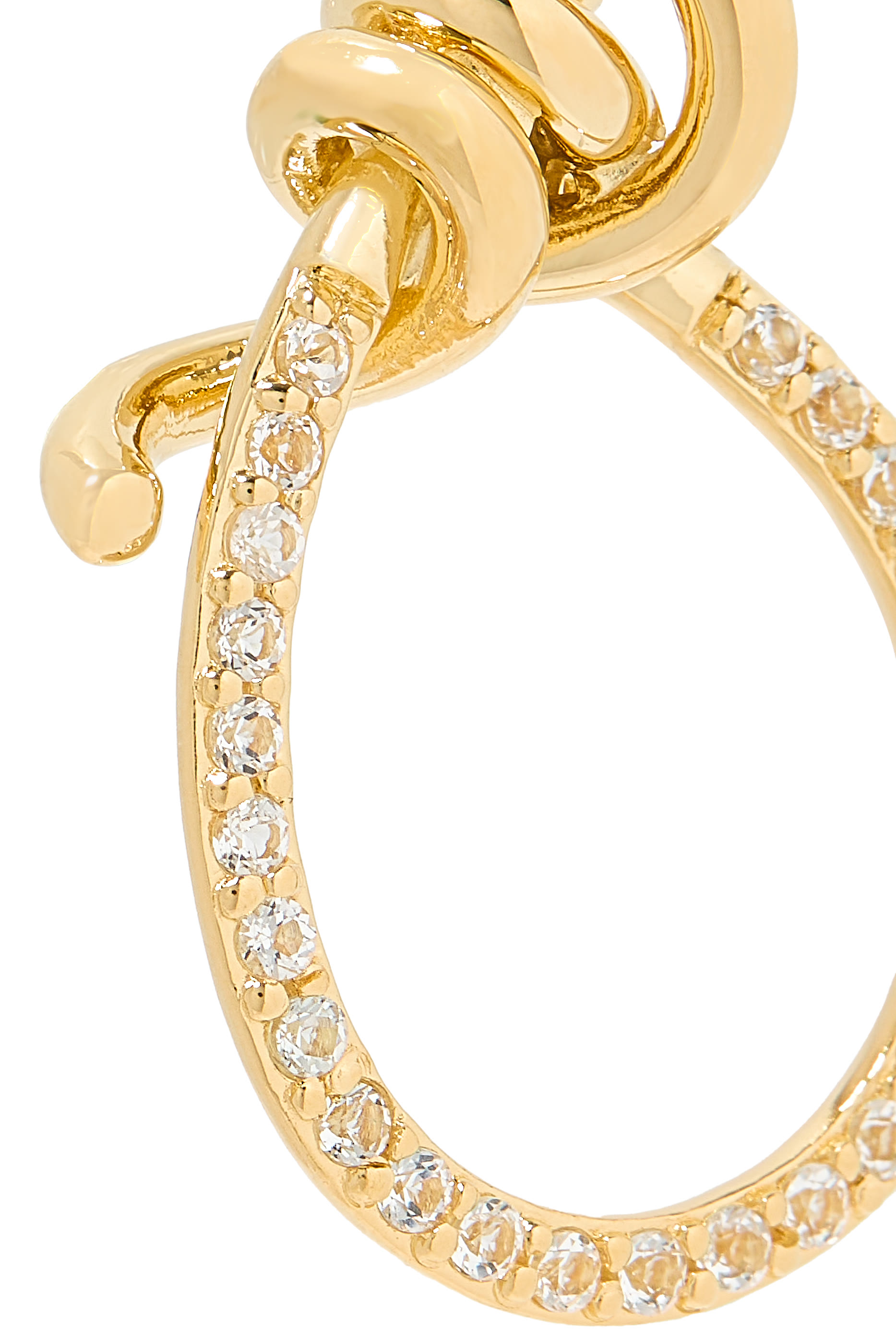 أقراط نوت سو بيج مزينة بأحجار توباز أبيض، فضة استرلينية معاد تدويرها مطلية بذهب أصفر عيار 18