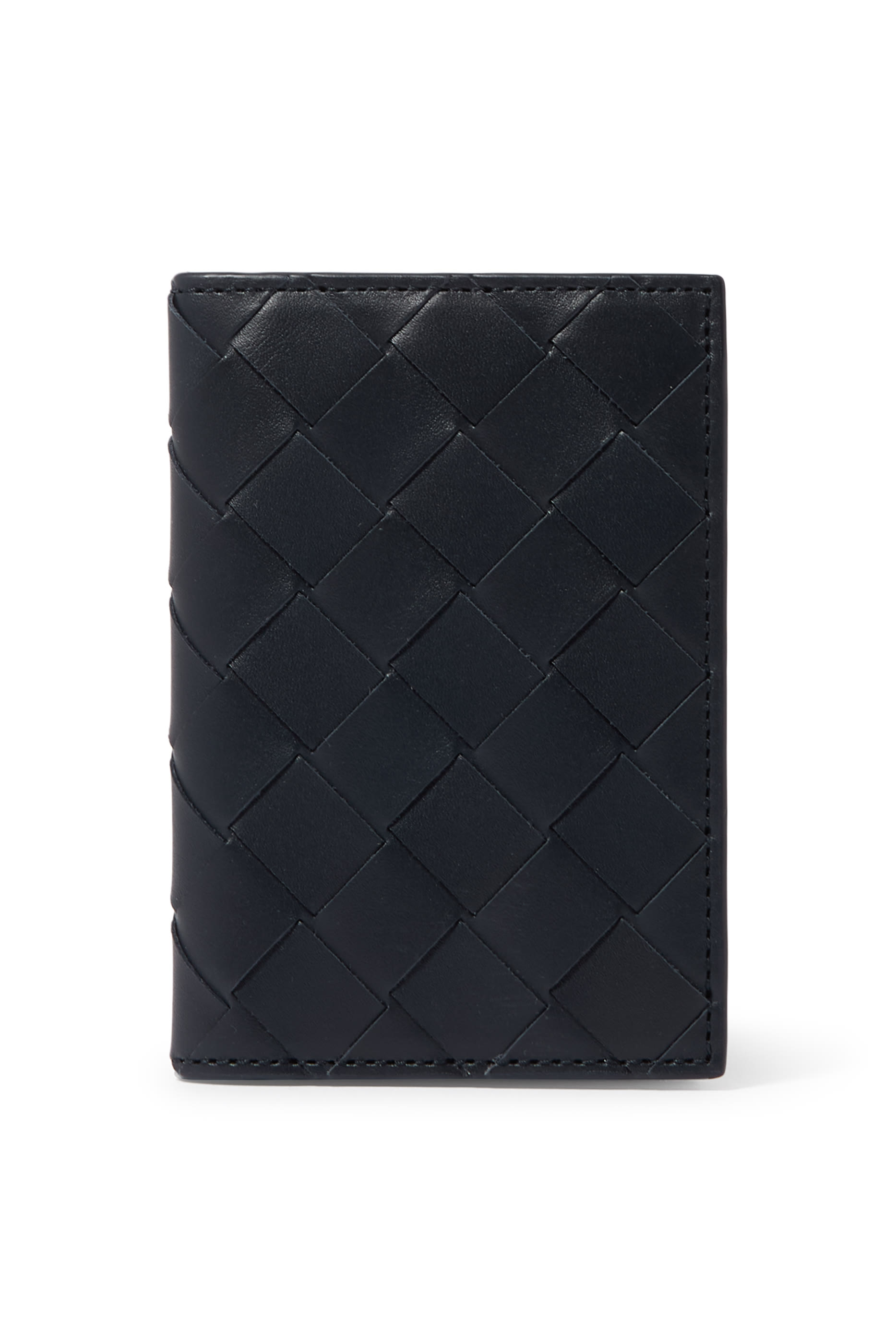 حافظة بطاقات ثنائية الطي بتصميم مجدول