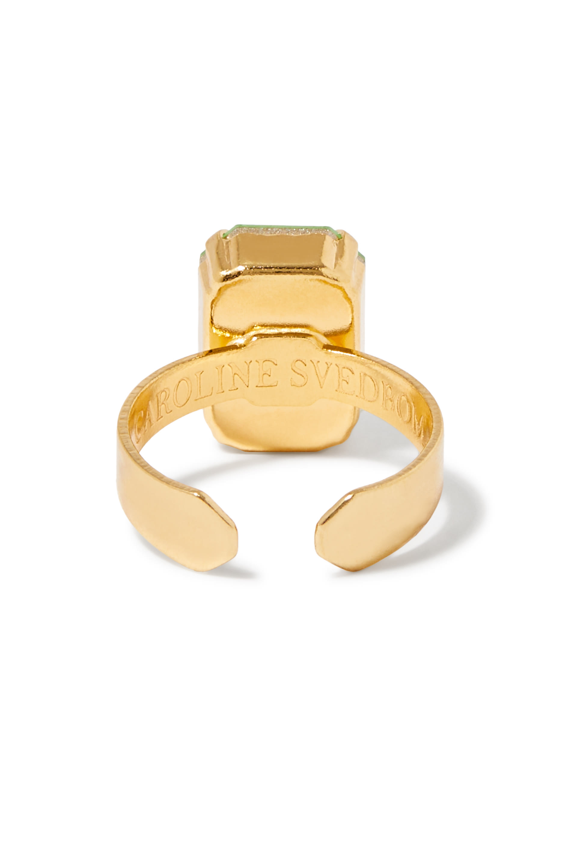 خاتم ليديا صغير مرصع بكريستال سواروفسكي، معدن مطلي بذهب عيار 18