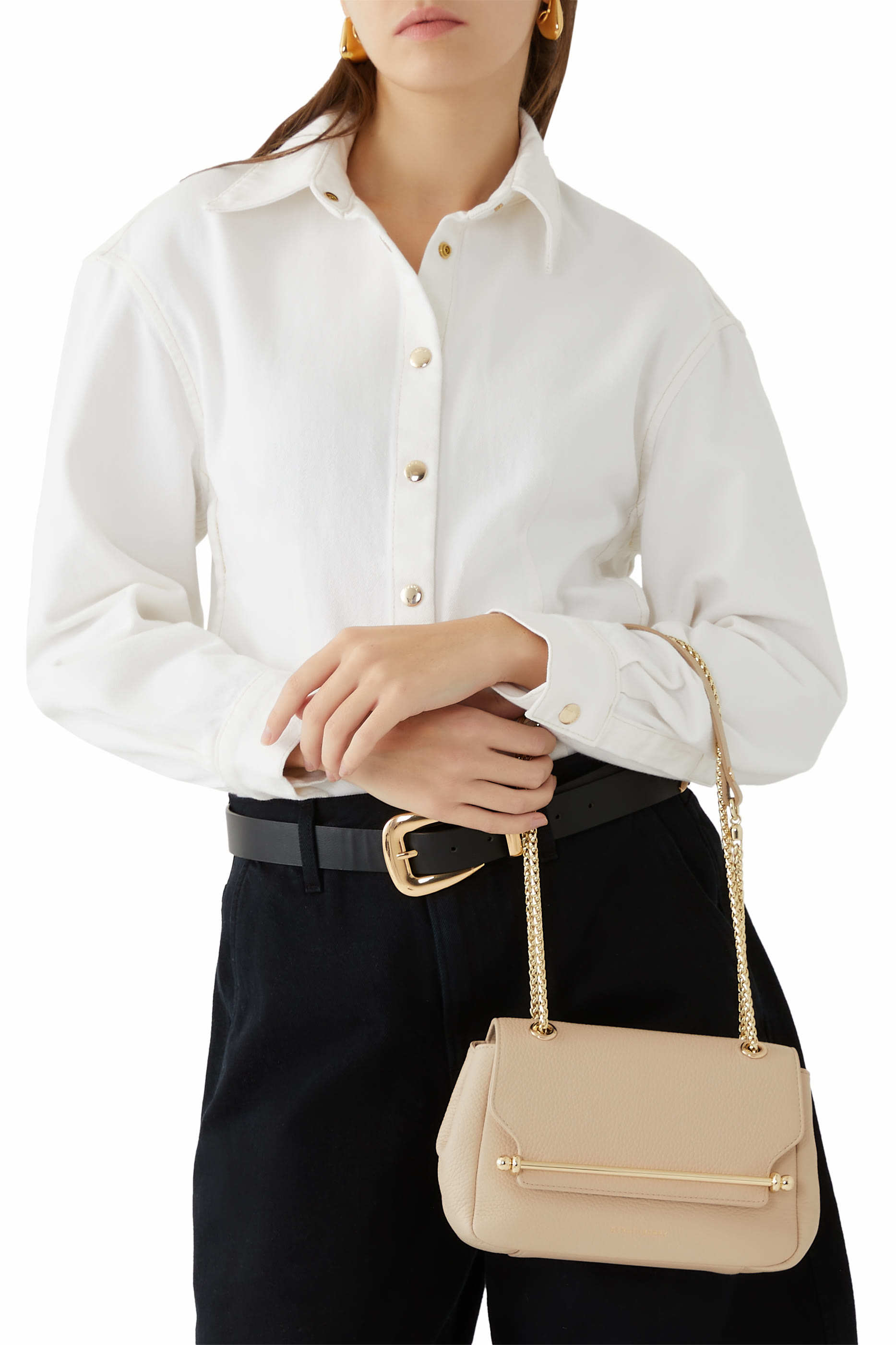 حقيبة كتف إيست ويست صغيرة جلد بارز الملمس