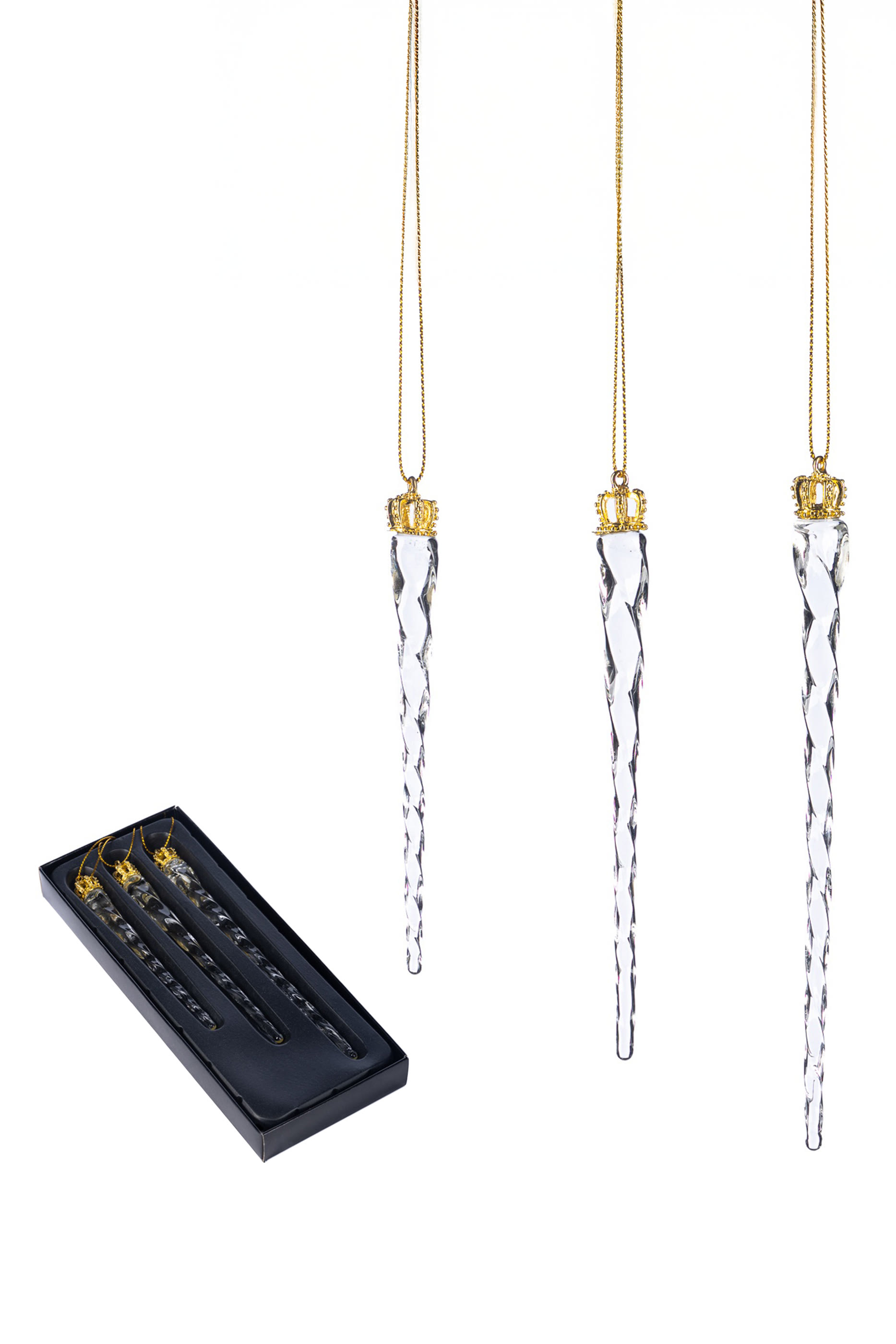 مجموعة زينة زجاجية بتصميم جليد مزينة بتاج