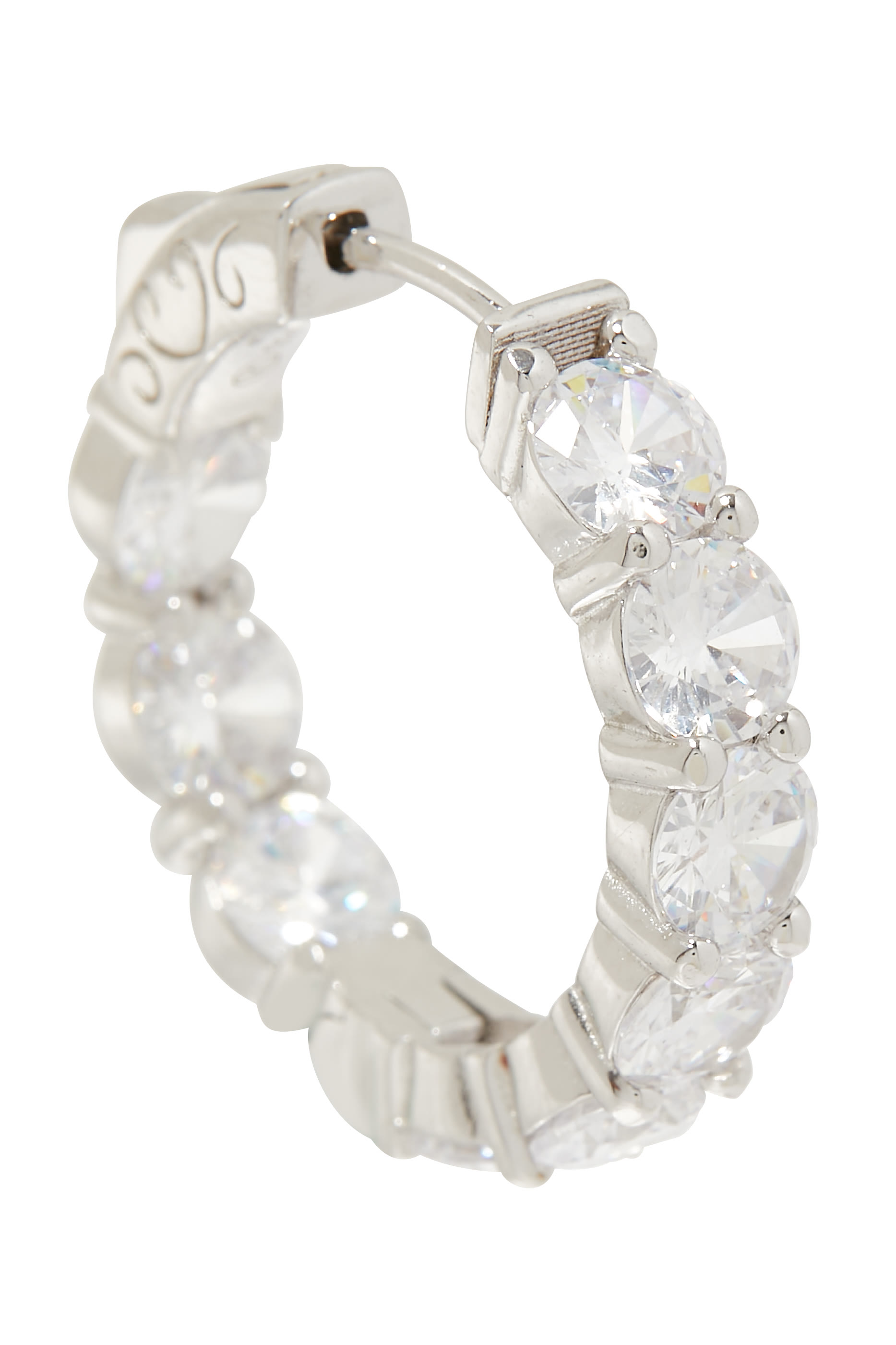 أقراط دائرية بايب مرصعة بأحجار زركونيا مكعبة، فضة إسترلينية