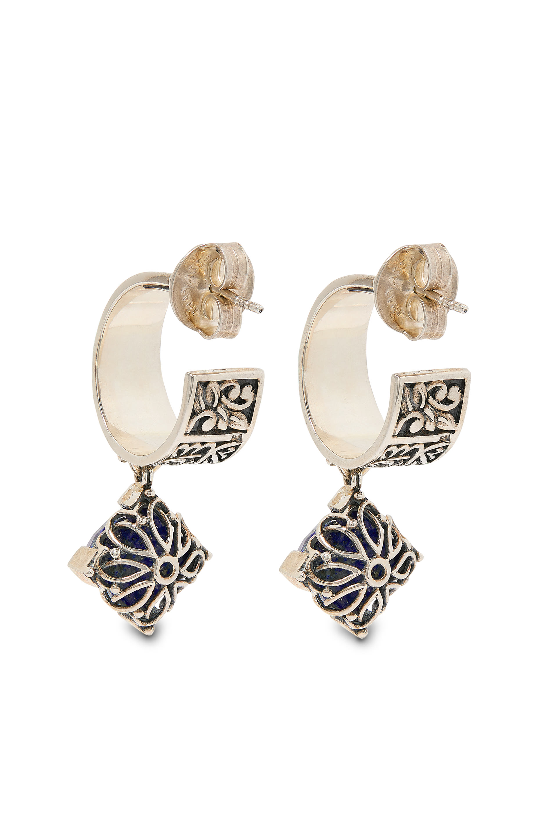 أقراط دائرية بخط عربي بكلمات 'بركه - فرحه - سلامة&rsquo;، فضة إسترلينية وذهب أصفر عيار 18