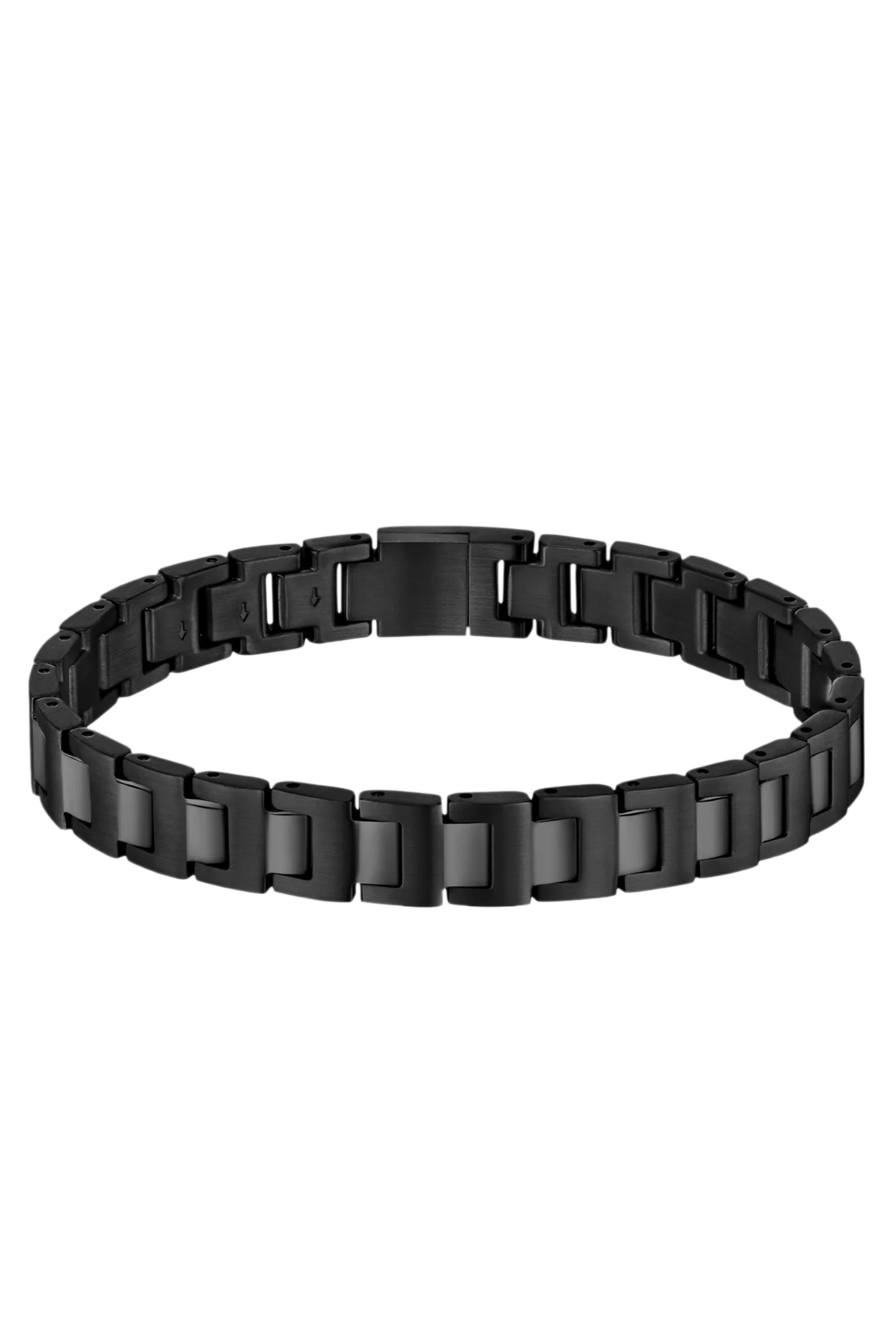 سوار بتصميم حلقات مطلي باللون الأسود مع إغلاق بشعار الماركة