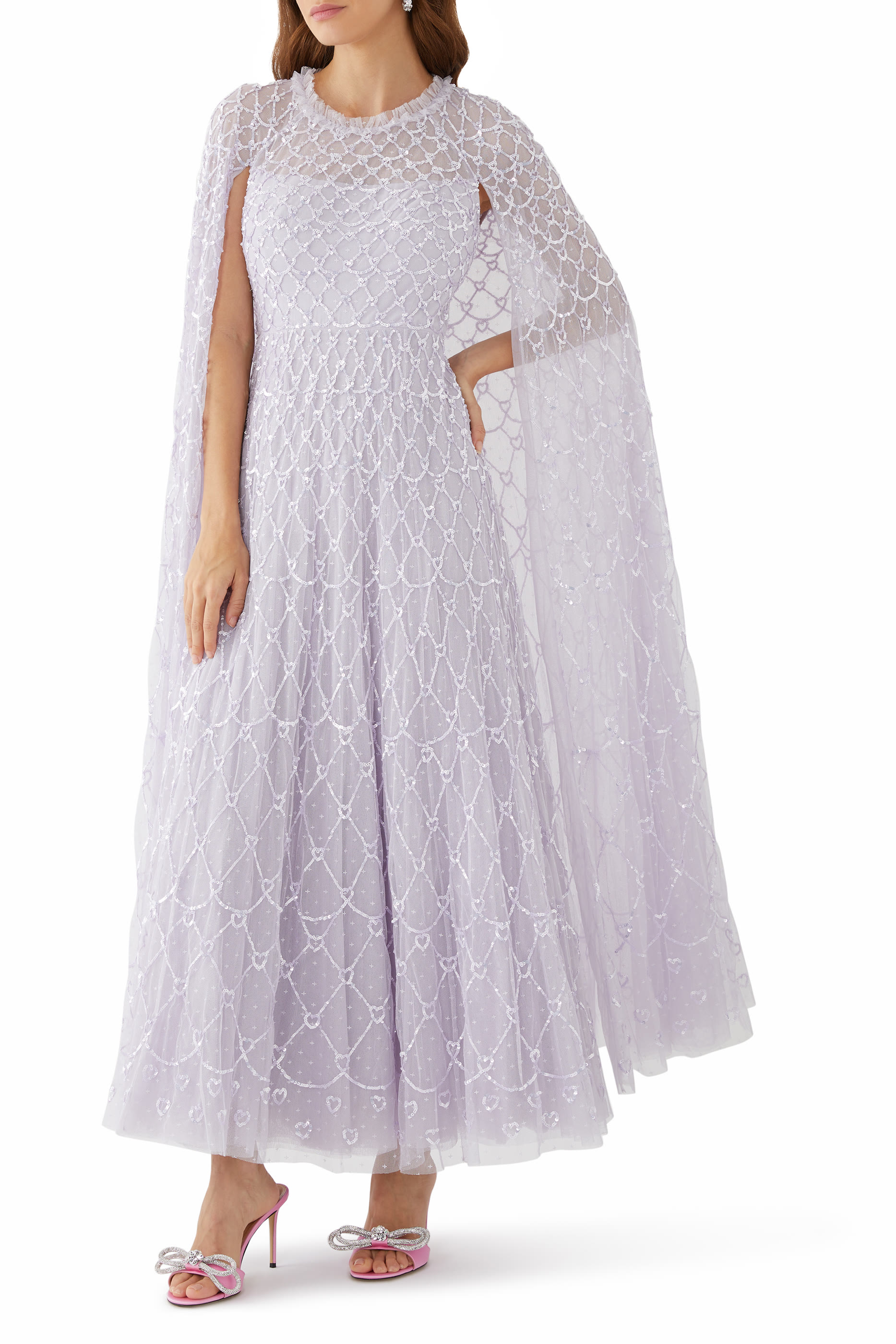 فستان سهرة هارت لاتيس بطول الكاحل